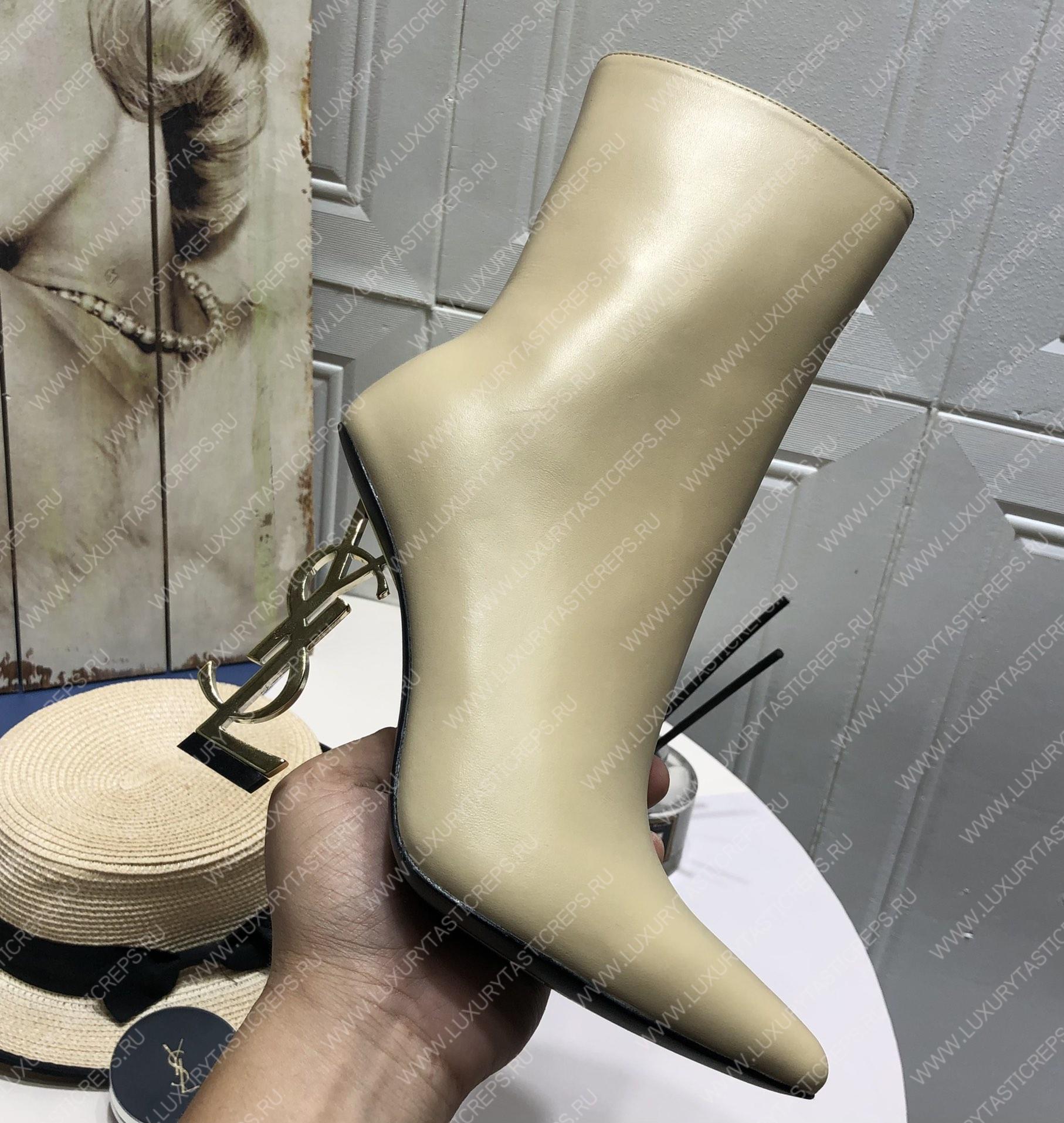 YVES SAINT LAURENT HEELED ANKLE BOOTS LIGHT BEIGE 693133