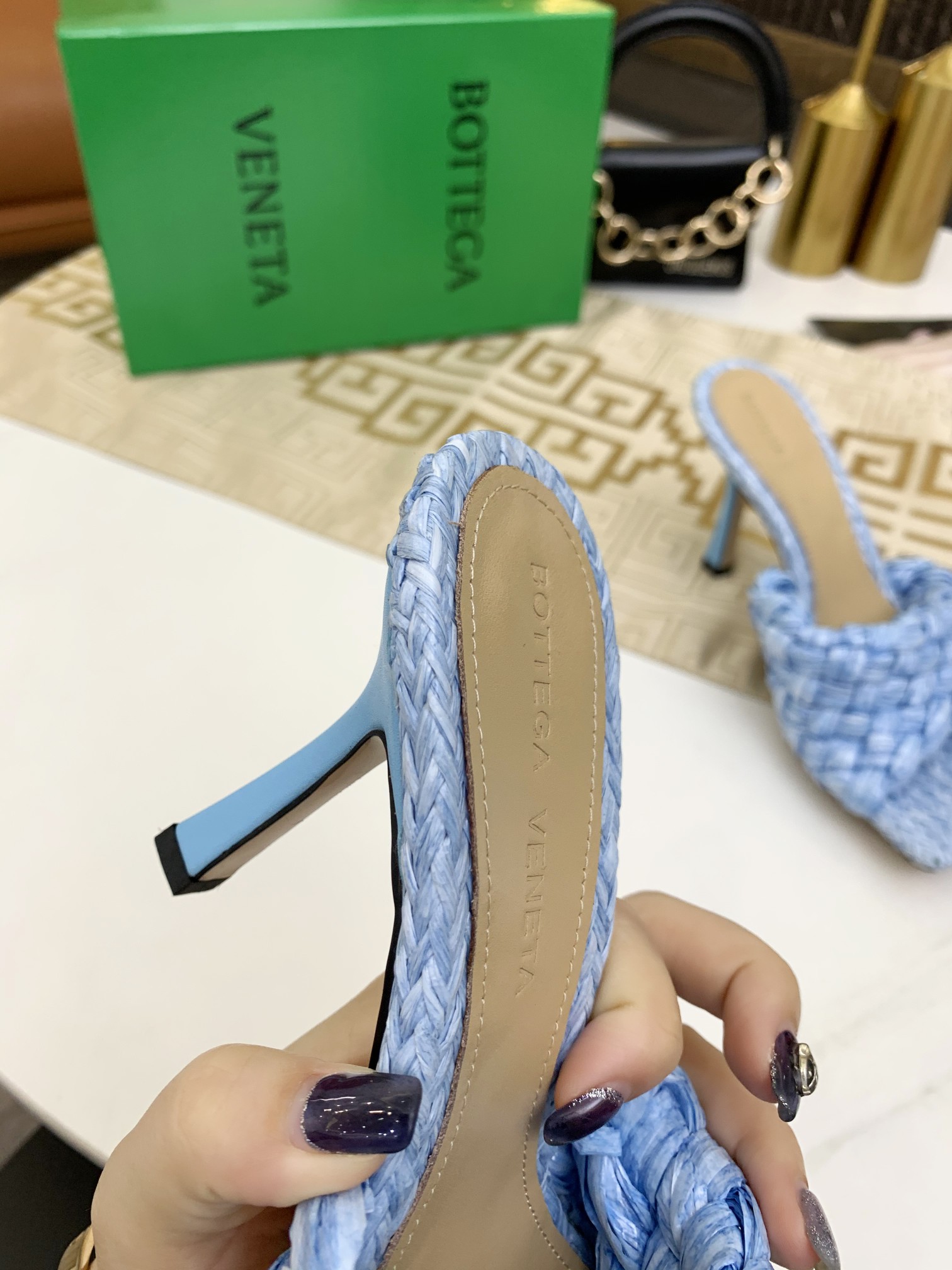 bo*te*ga Ve*ne*ta dot wave mules blue 708882v