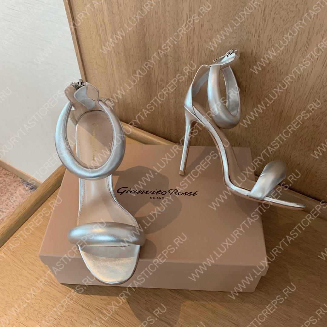 GIANVITO ROSSI BIJOUX NAPPA SANDAL SILVER G61635