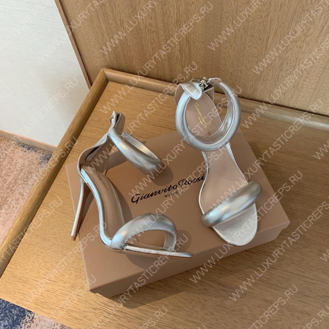 GIANVITO ROSSI BIJOUX NAPPA SANDAL SILVER G61635