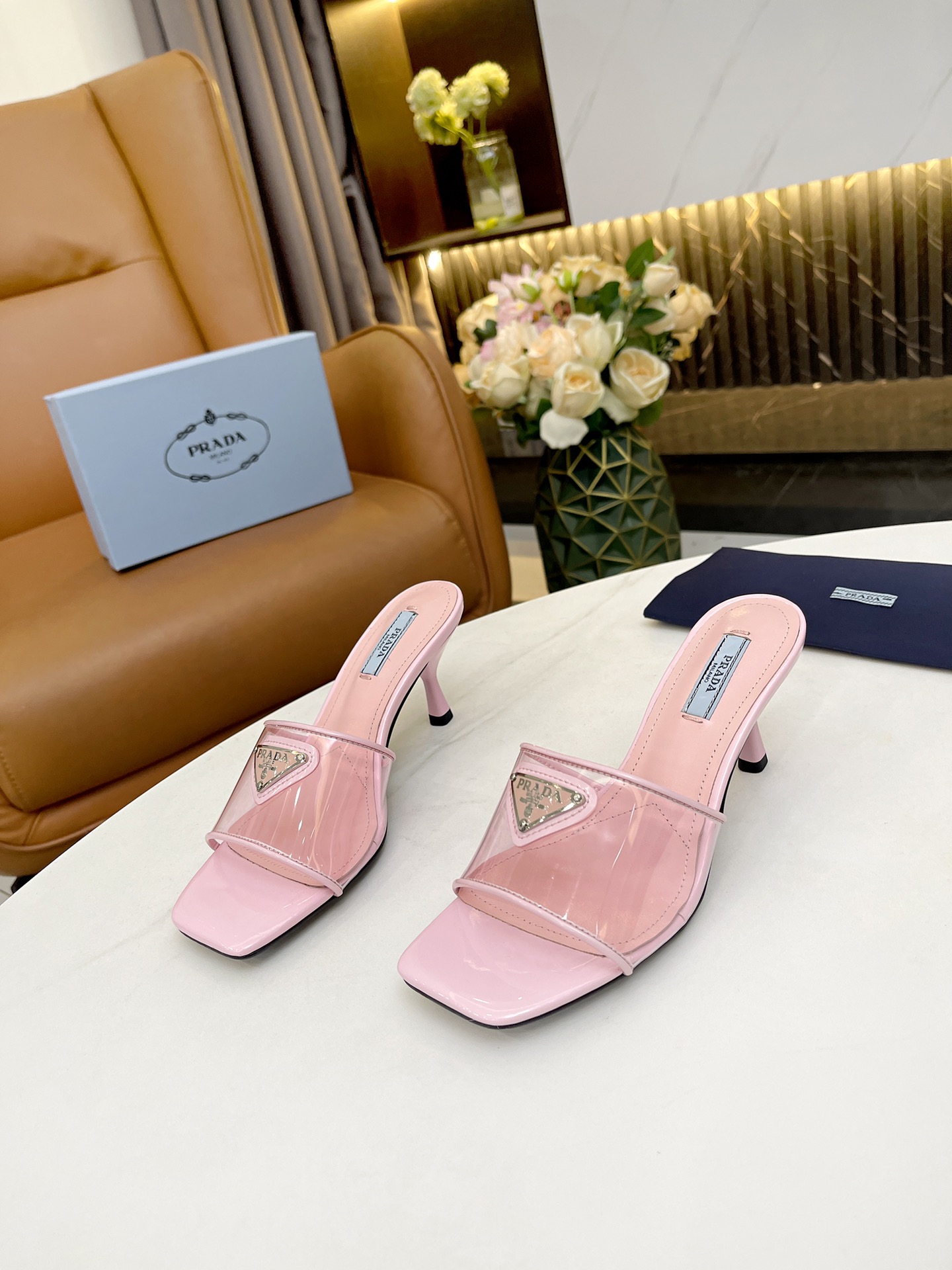 Pra*a plexiglas & patent leather sandals pink 1xx644