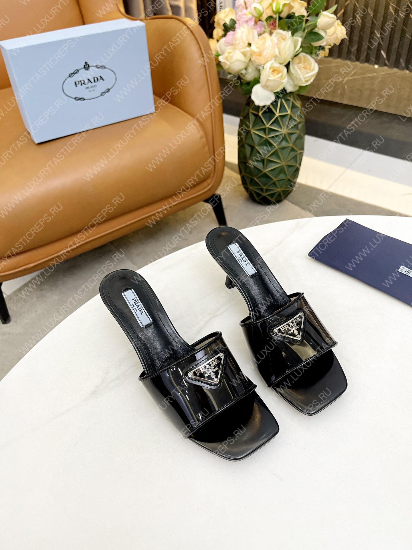 Pra*a plexiglas & patent leather sandals black 1xx644