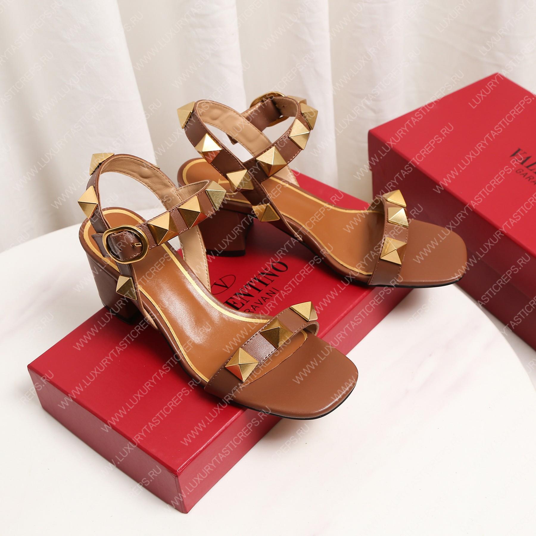 VALENTINO ROMAN STUD SANDAL BROWN 1W2S0CR2ZWM