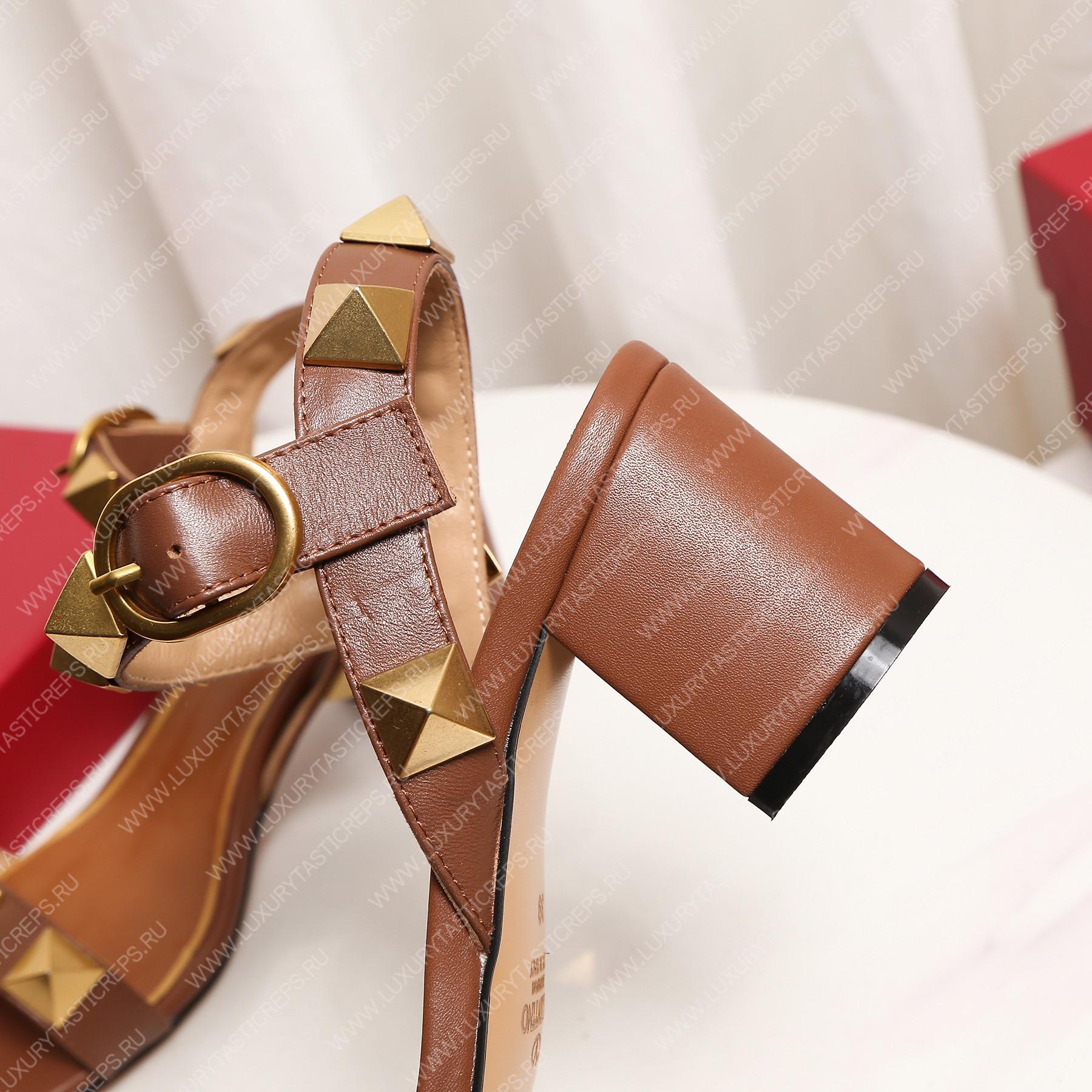 VALENTINO ROMAN STUD SANDAL BROWN 1W2S0CR2ZWM