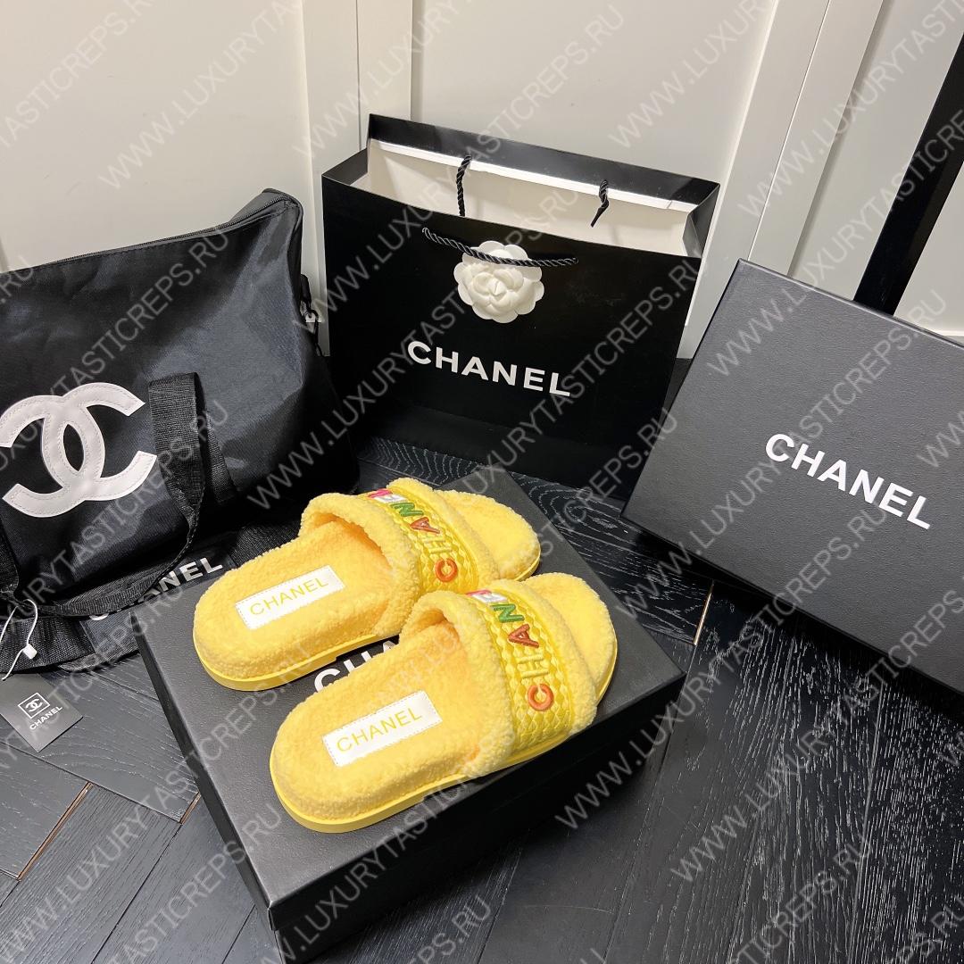 Ch*el wool slippers yellow g39059