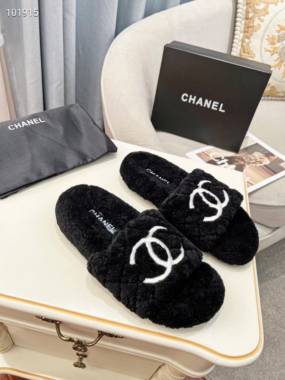 Ch*el wool mules black g39059