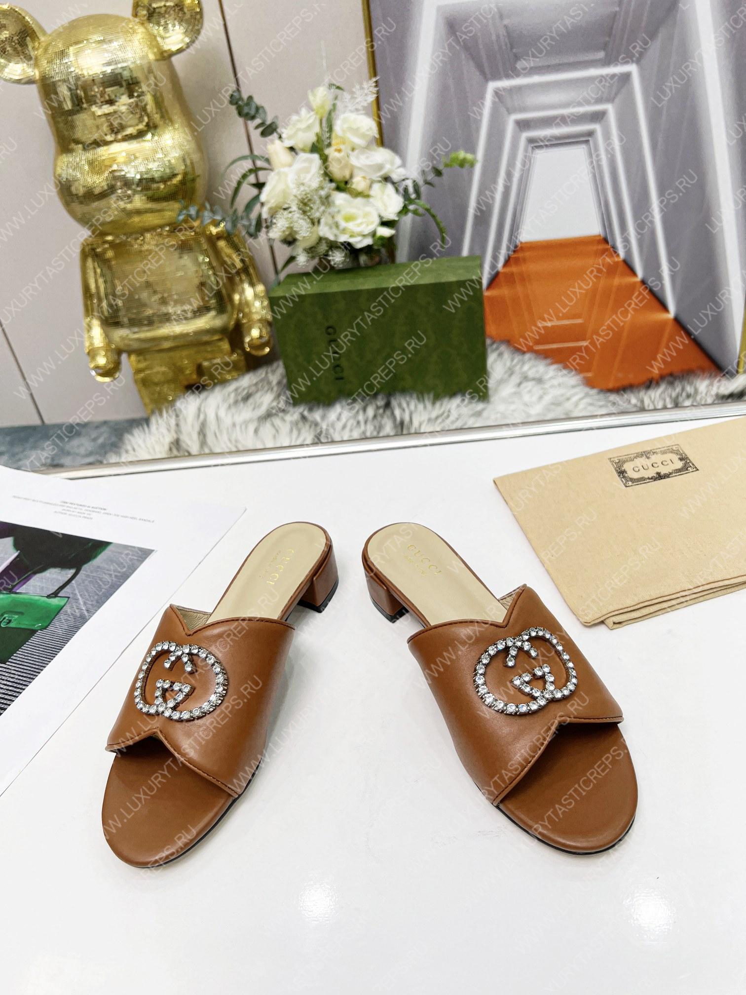 G*u*i canvas and rubber slides brown 1473721