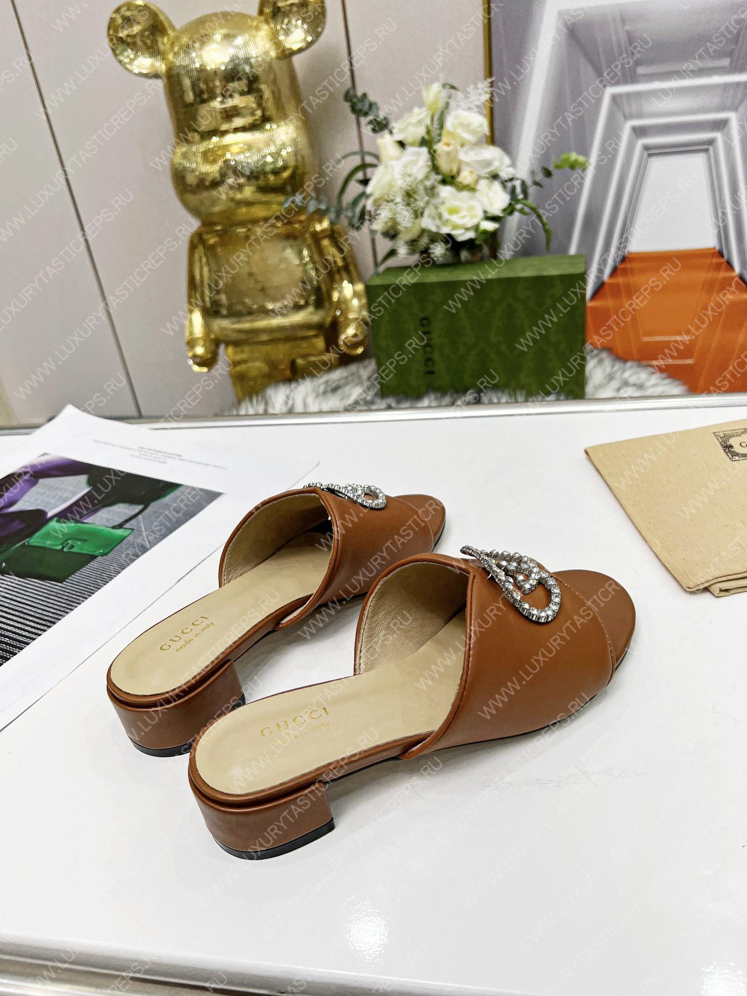 G*u*i canvas and rubber slides brown 1473721