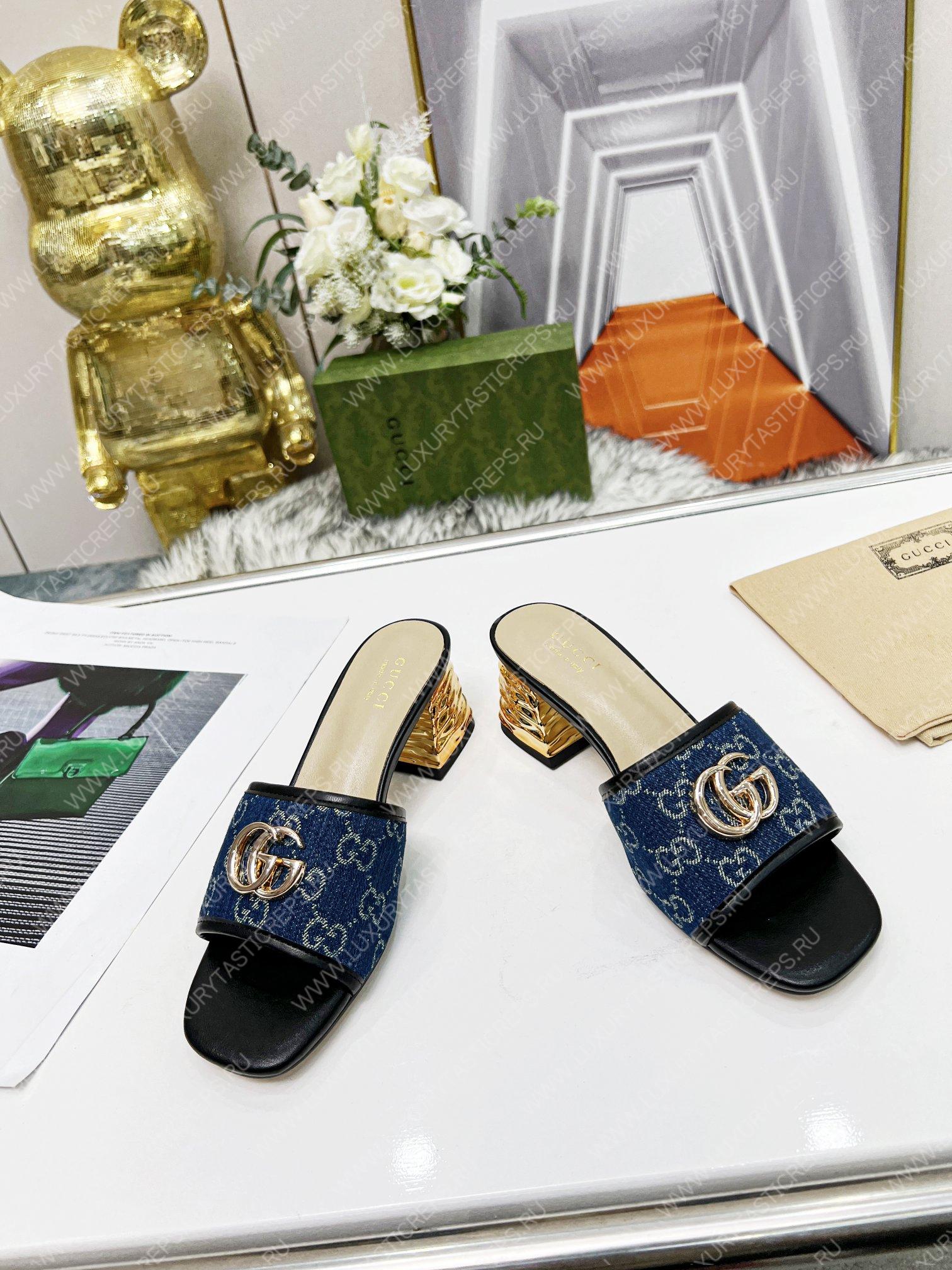 G*u*i jolie gg sup*e canvas and rubber slides blue 1473721