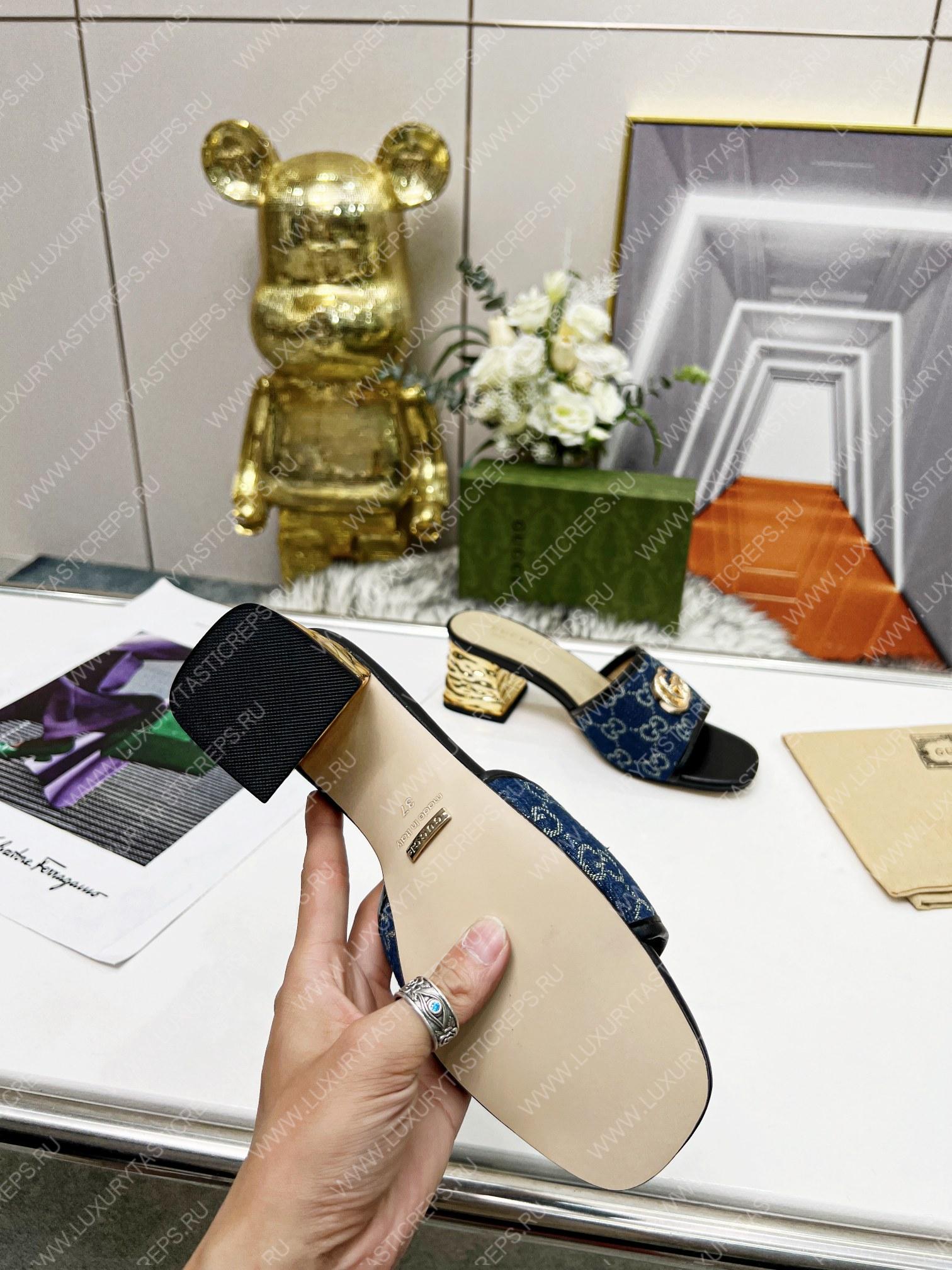 G*u*i jolie gg sup*e canvas and rubber slides blue 1473721