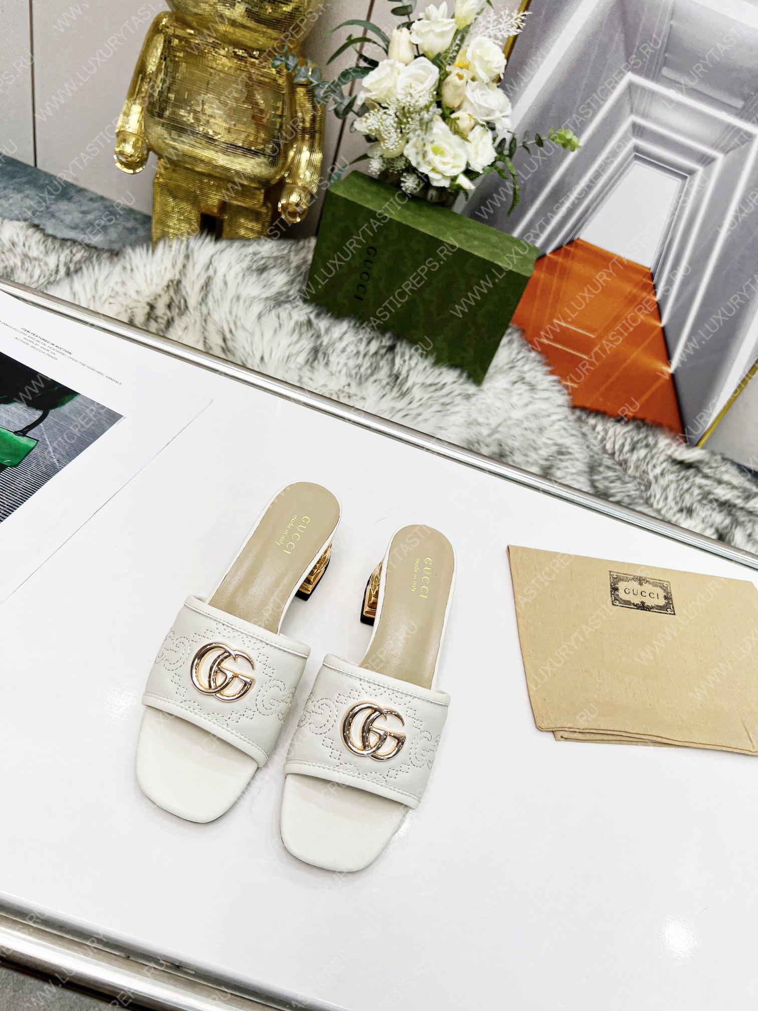 G*u*i jolie gg sup*e canvas and rubber slides white 1473721