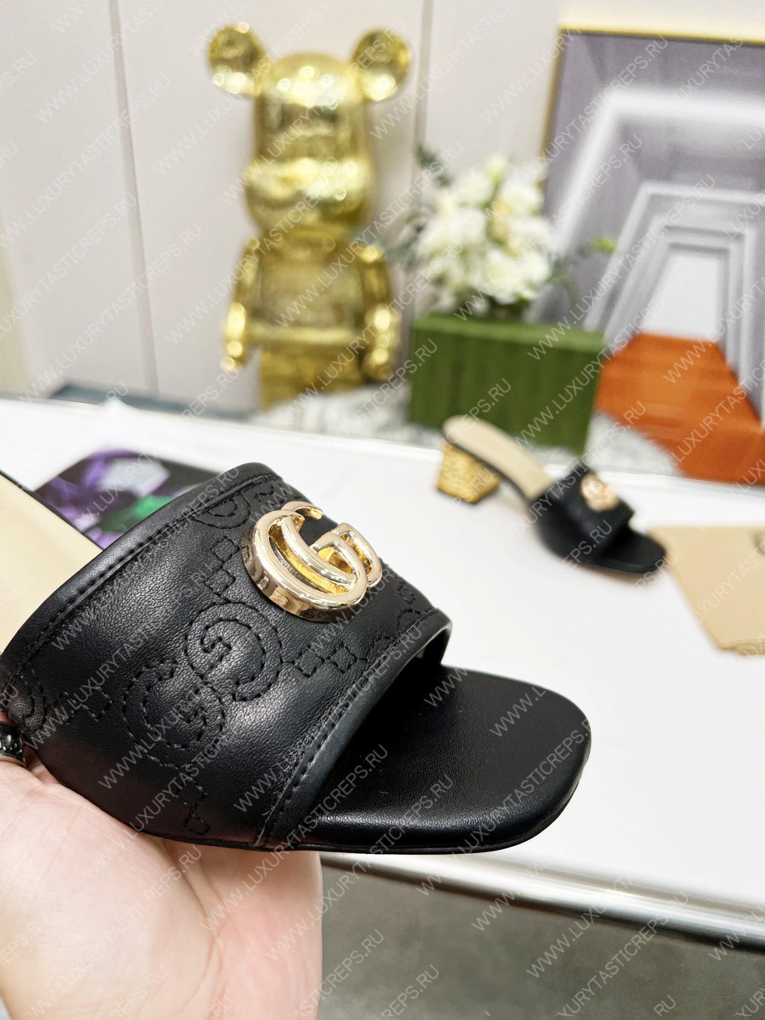G*u*i jolie gg sup*e canvas and rubber slides black 1473721