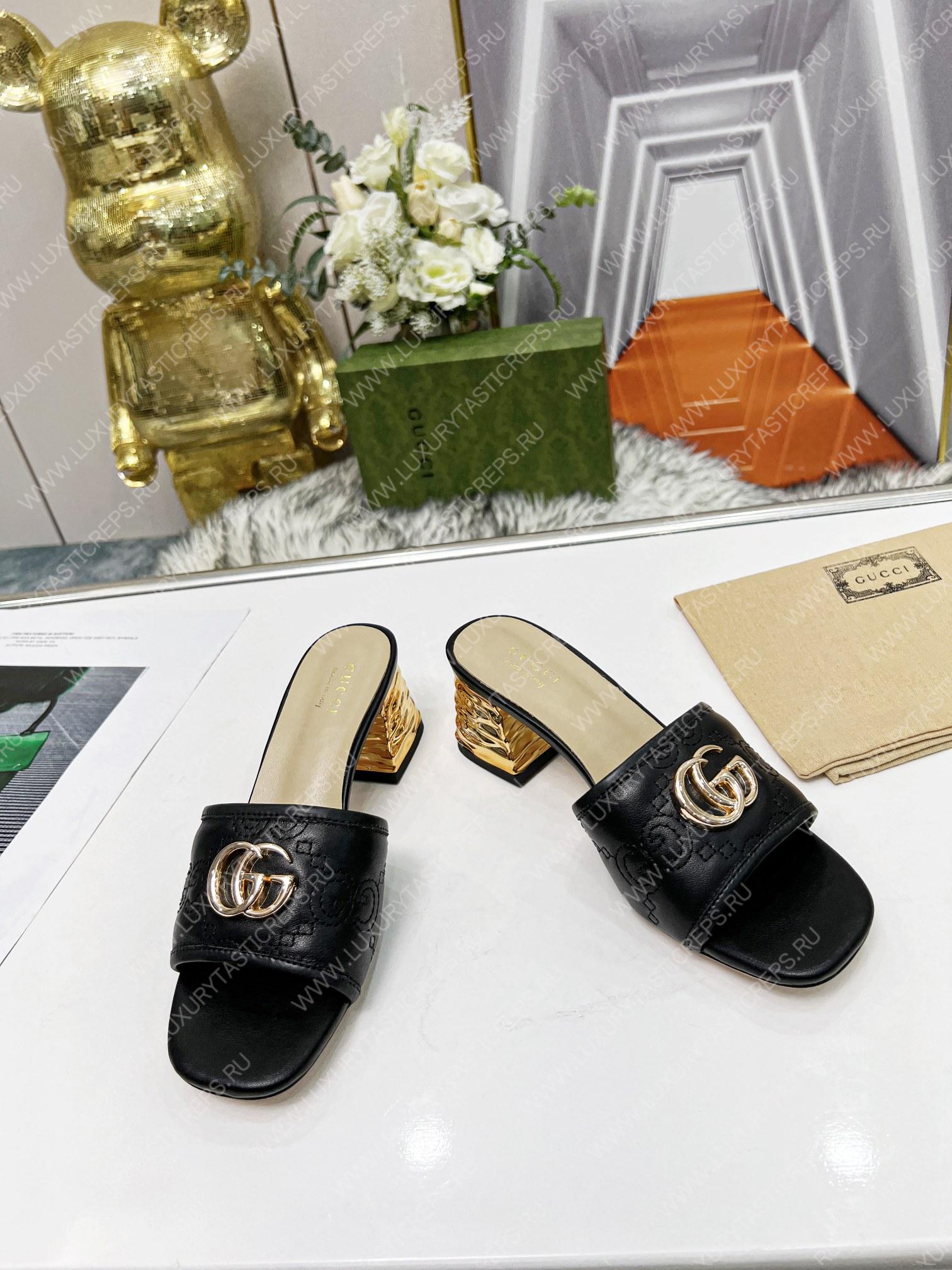 G*u*i jolie gg sup*e canvas and rubber slides black 1473721