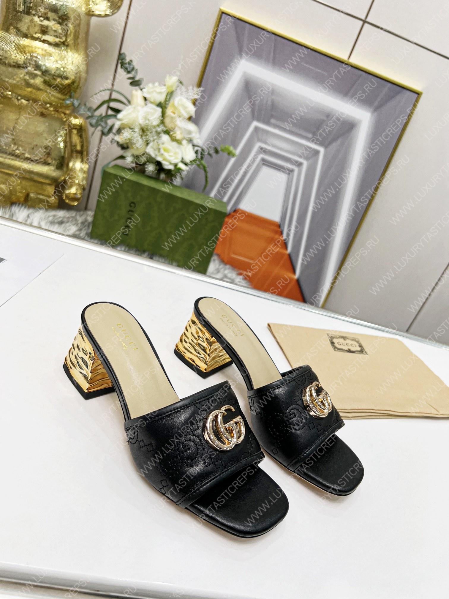 G*u*i jolie gg sup*e canvas and rubber slides black 1473721