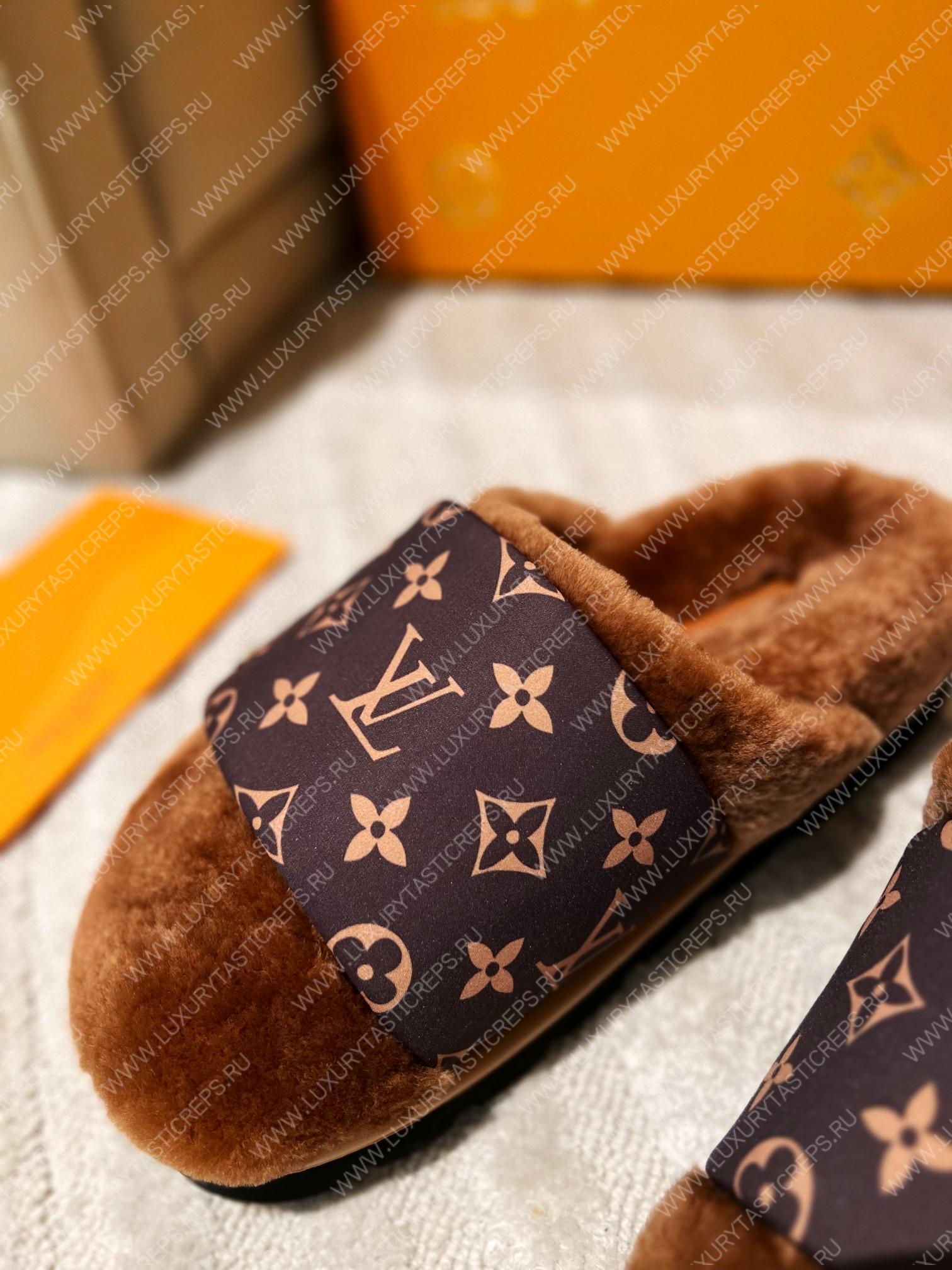 l**is V*t*n slipper pillow flat comfort mule brown 1aam3k