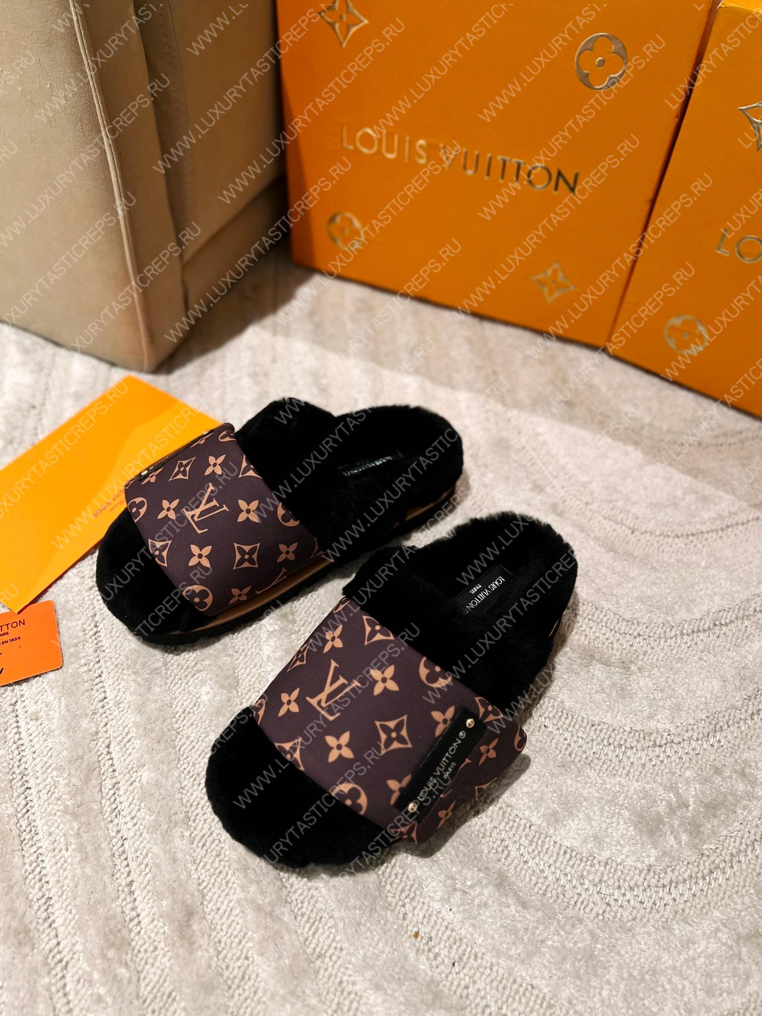 l**is V*t*n slipper pillow flat comfort mule black 1aam3k
