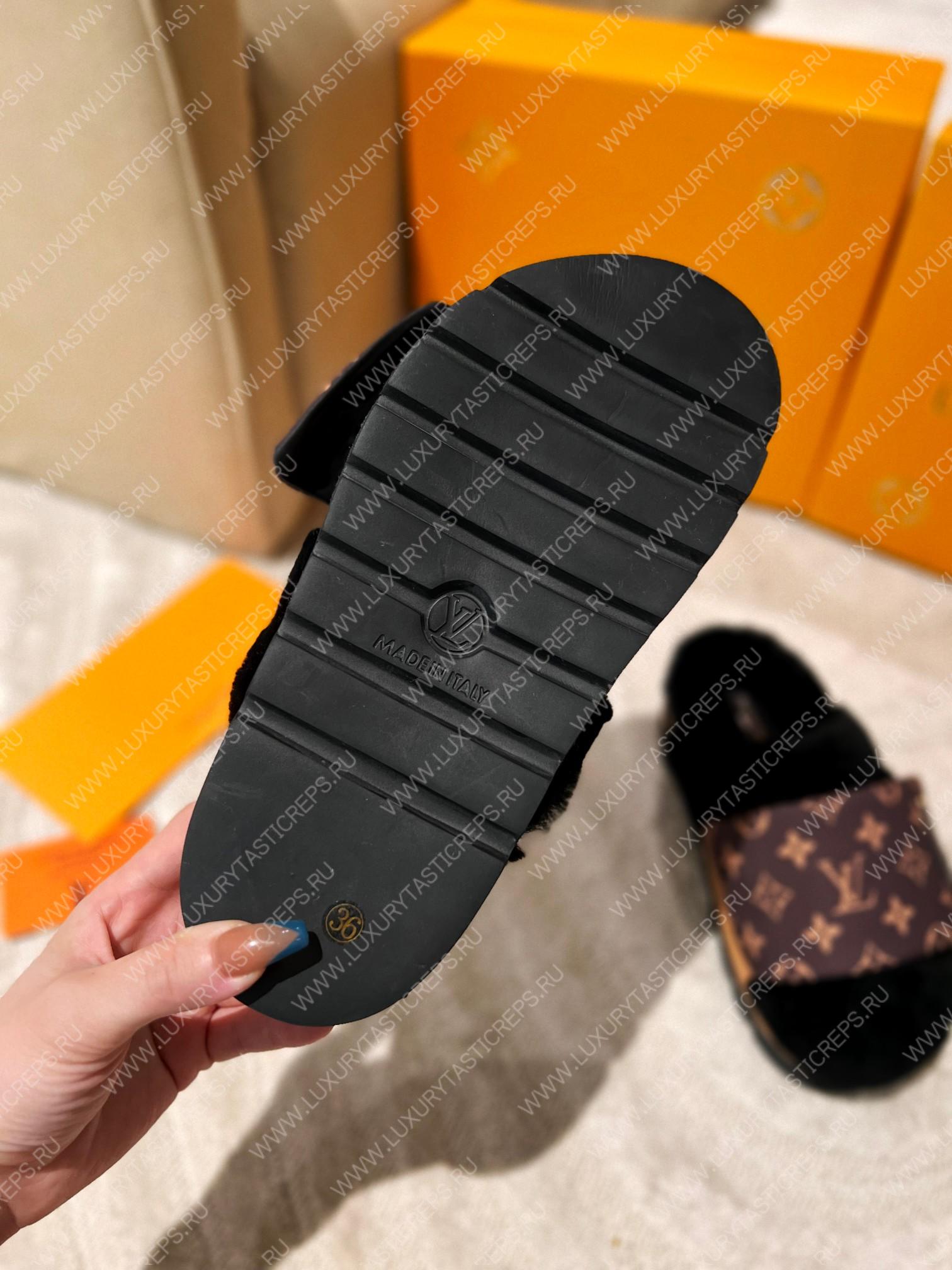 l**is V*t*n slipper pillow flat comfort mule black 1aam3k