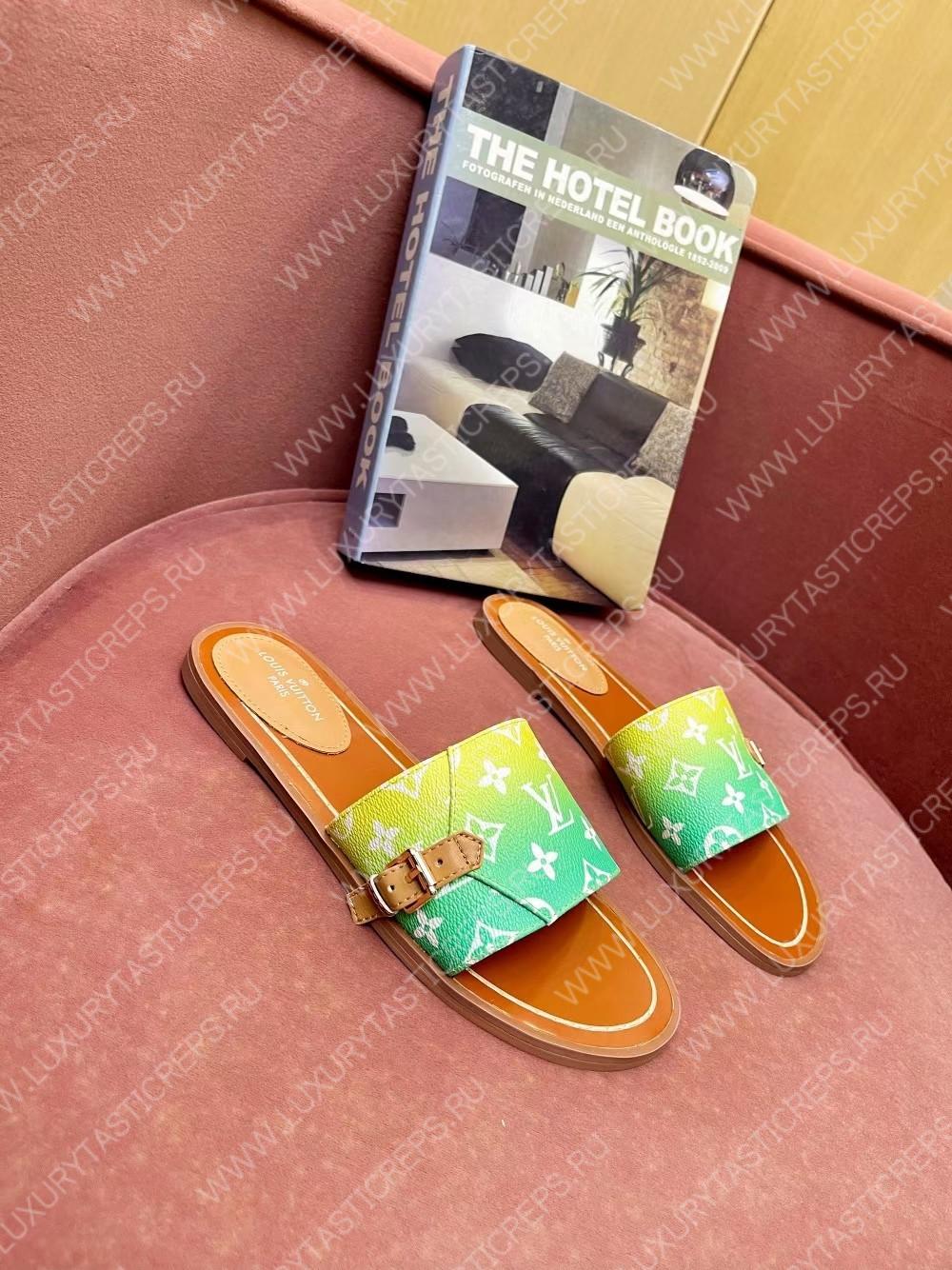 l**is V*t*n lock it flat mule green & yellow 1aa21q