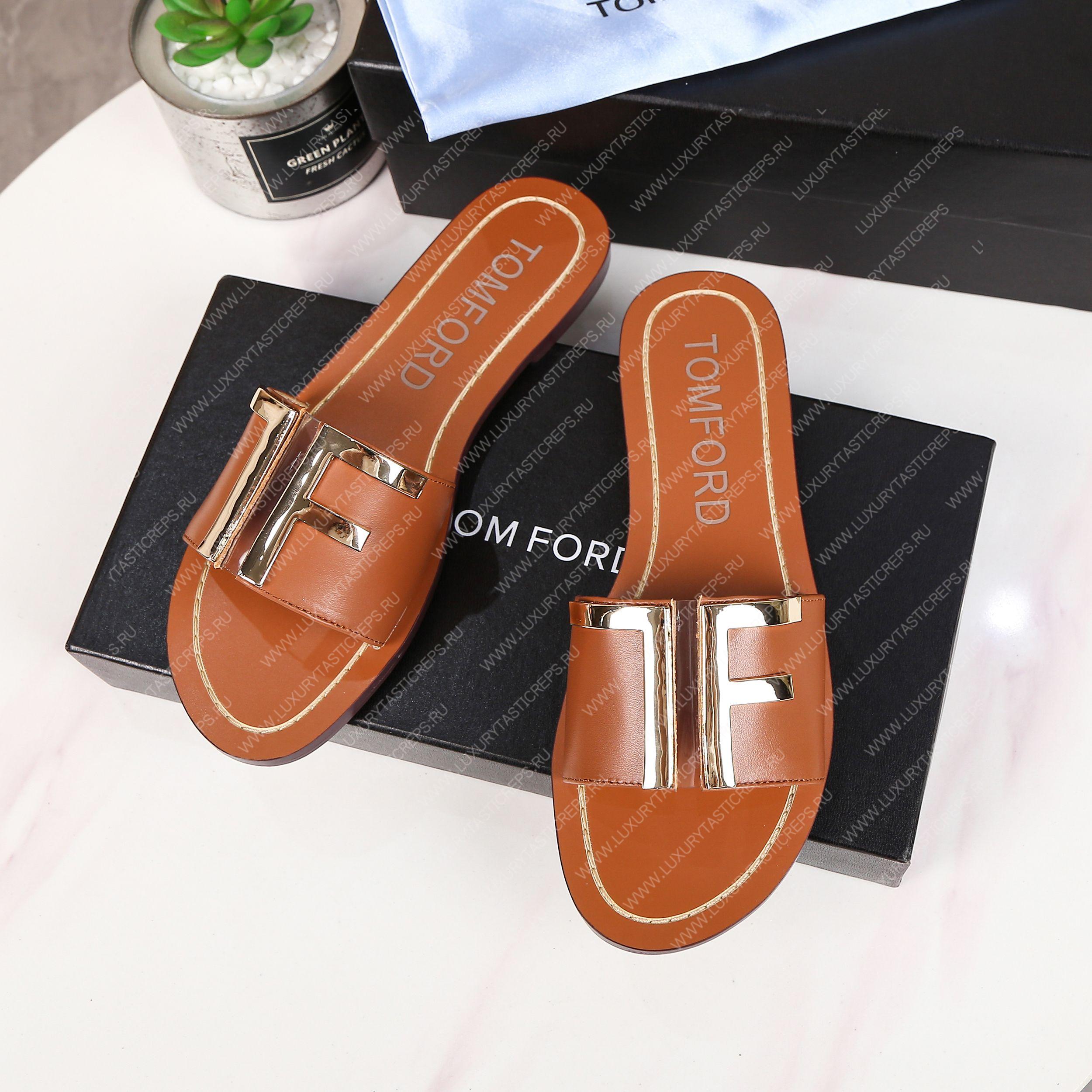 TOM FORD PLAQUE SLIDES BROWN W2408TVAX