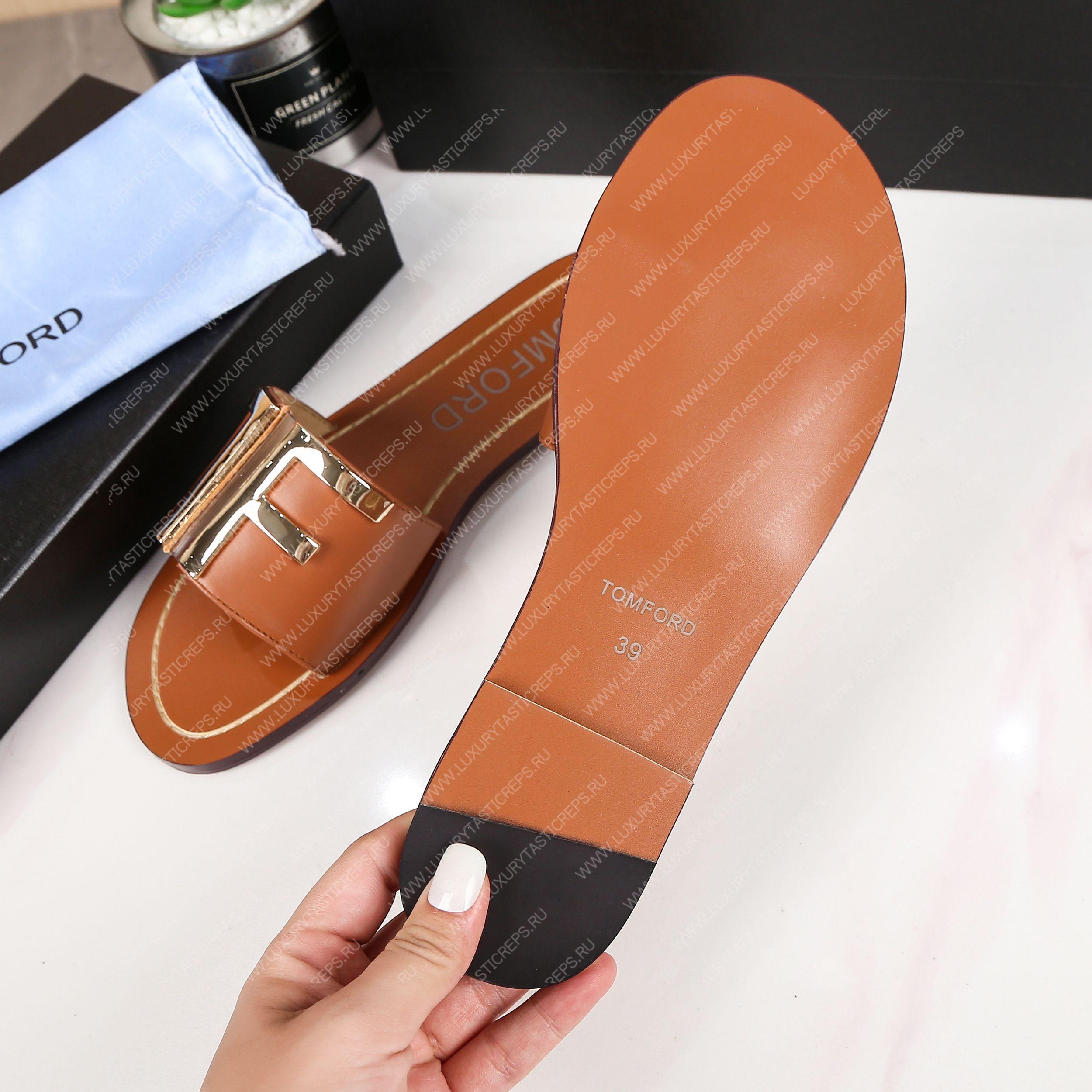 TOM FORD PLAQUE SLIDES BROWN W2408TVAX