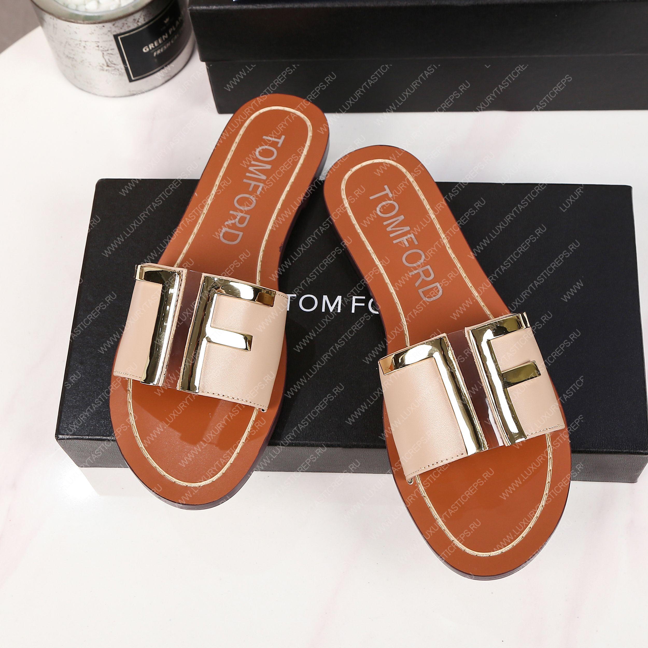 TOM FORD PLAQUE SLIDES BEIGE W2408TVAX