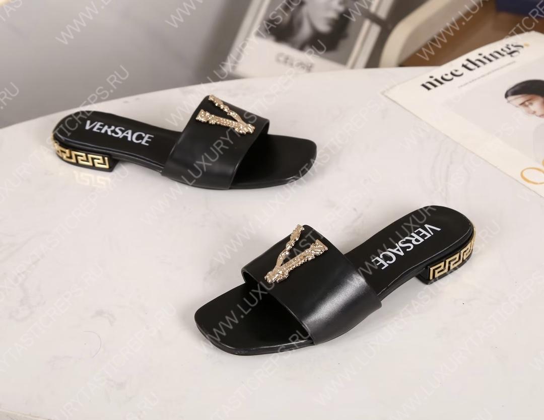 VERSACE GRECA MULES BLACK 1003221