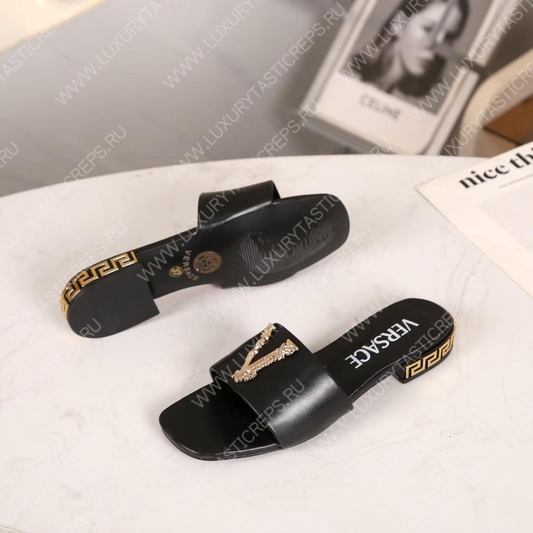 VERSACE GRECA MULES BLACK 1003221