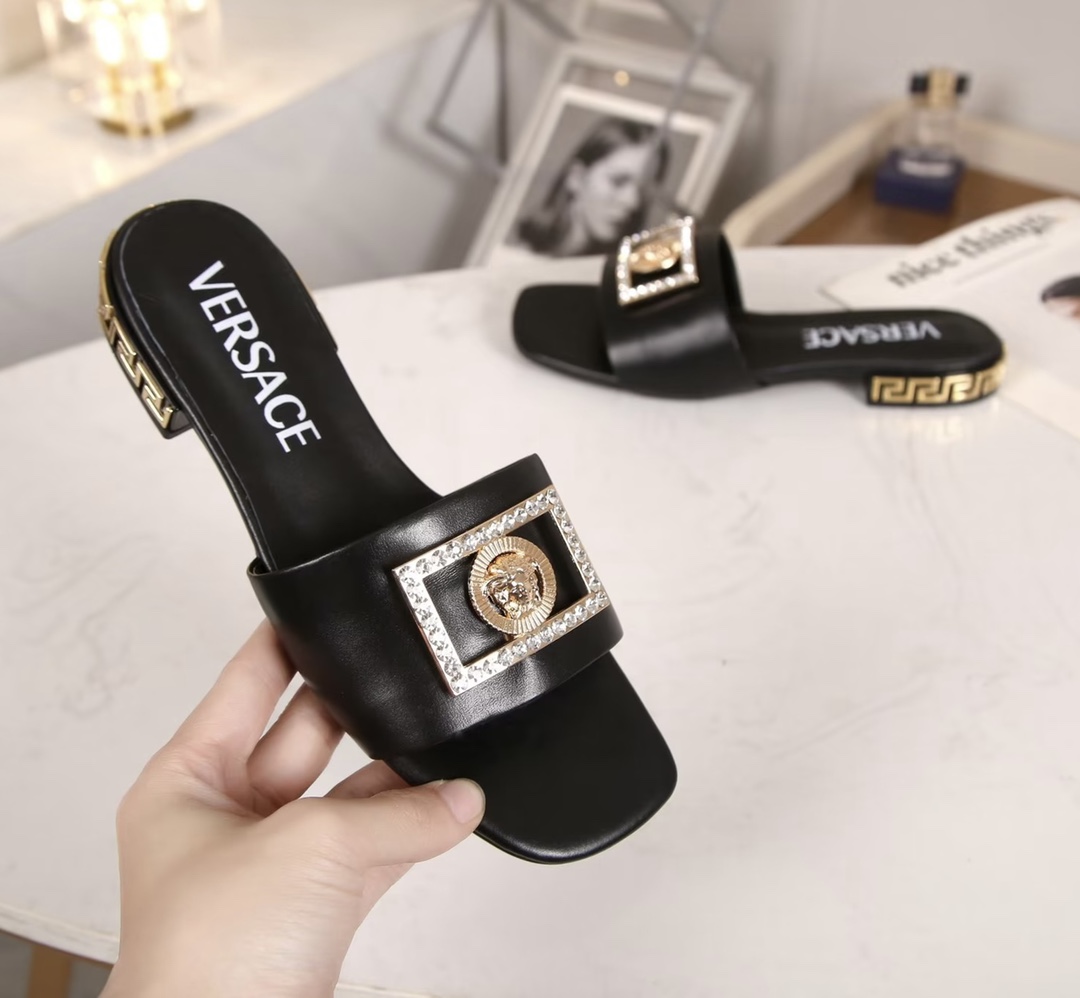 VERSACE GRECA MULES BLACK 1003221