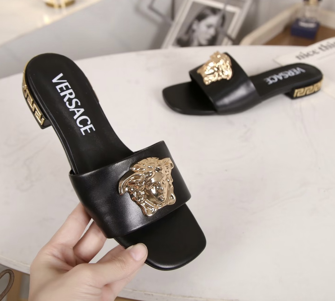 VERSACE GRECA MULES BLACK 1003221