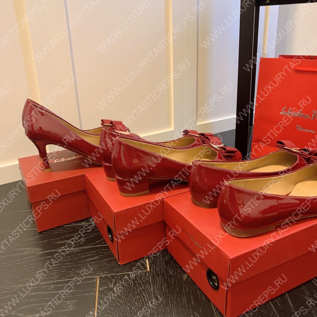 FERRAGAMO VERA BOW PUMP SHOE BURGUNDY 01B221