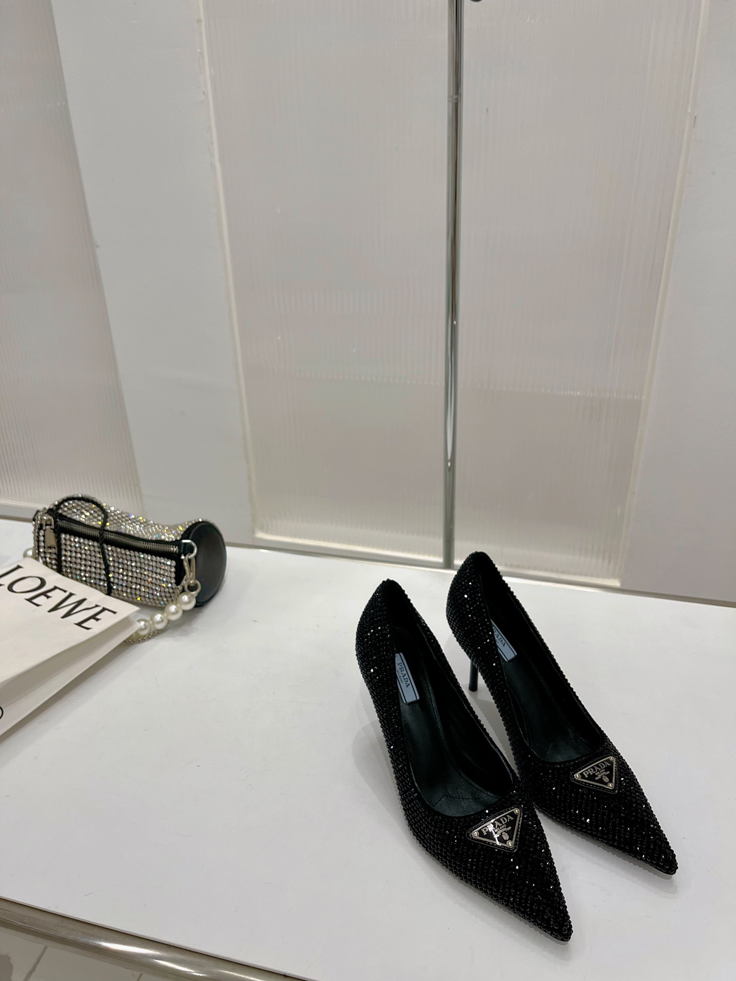 Pra*a slingback pump with crystals black crystal 1i001n