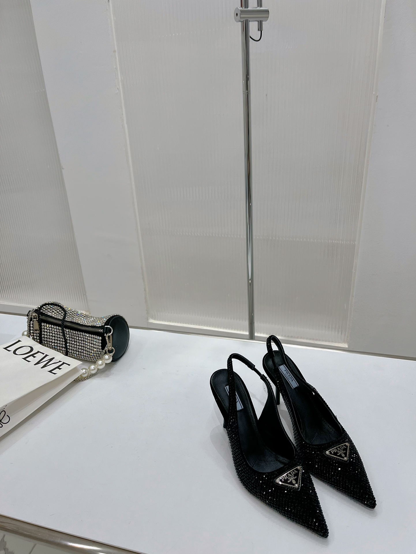 Pra*a rhinestone slingback pump black 1i002n