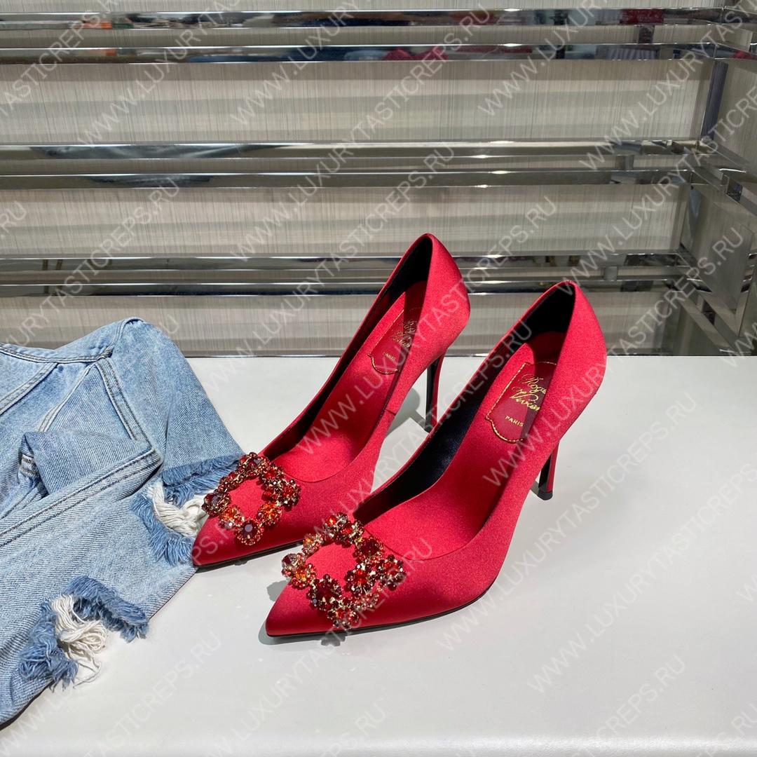 ROGER VIVER FLOWER STRASS BUCKLE PUMPS RED RVW4141