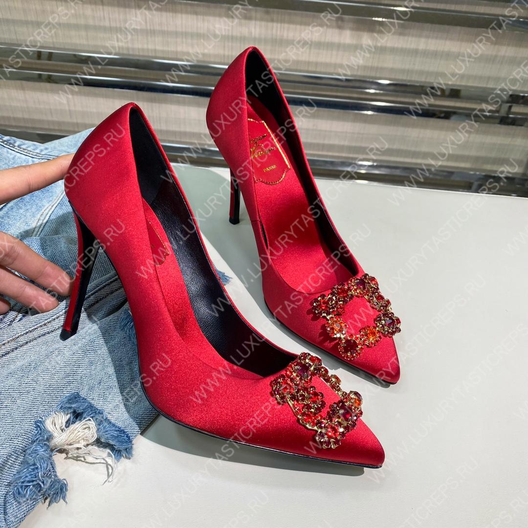 ROGER VIVER FLOWER STRASS BUCKLE PUMPS RED RVW4141