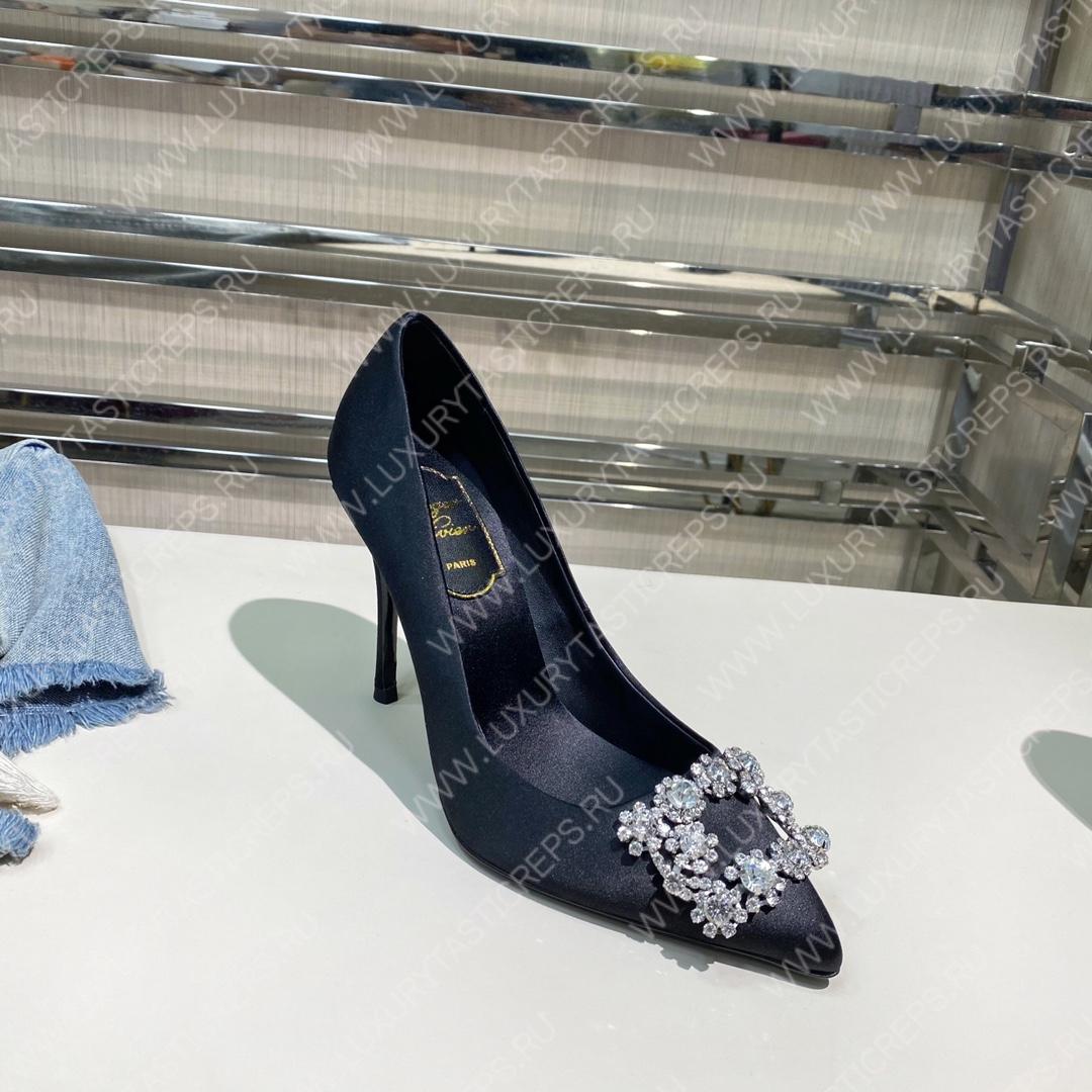 ROGER VIVER FLOWER STRASS BUCKLE PUMPS BLACK RVW4141