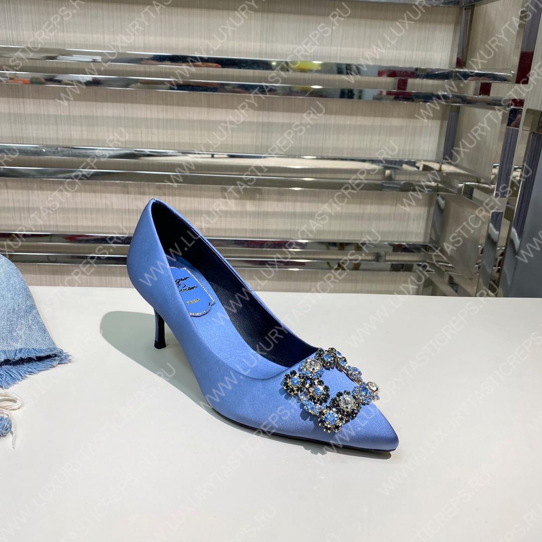 ROGER VIVER FLOWER STRASS BUCKLE PUMPS BLUE RVW4141