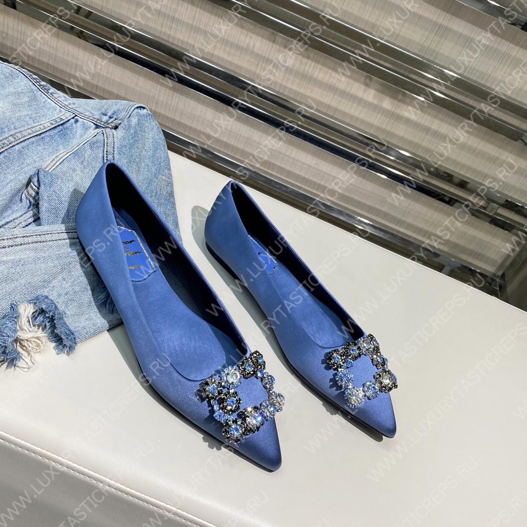 ROGER VIVER FLOWER STRASS BUCKLE PUMPS BLUE RVW4141