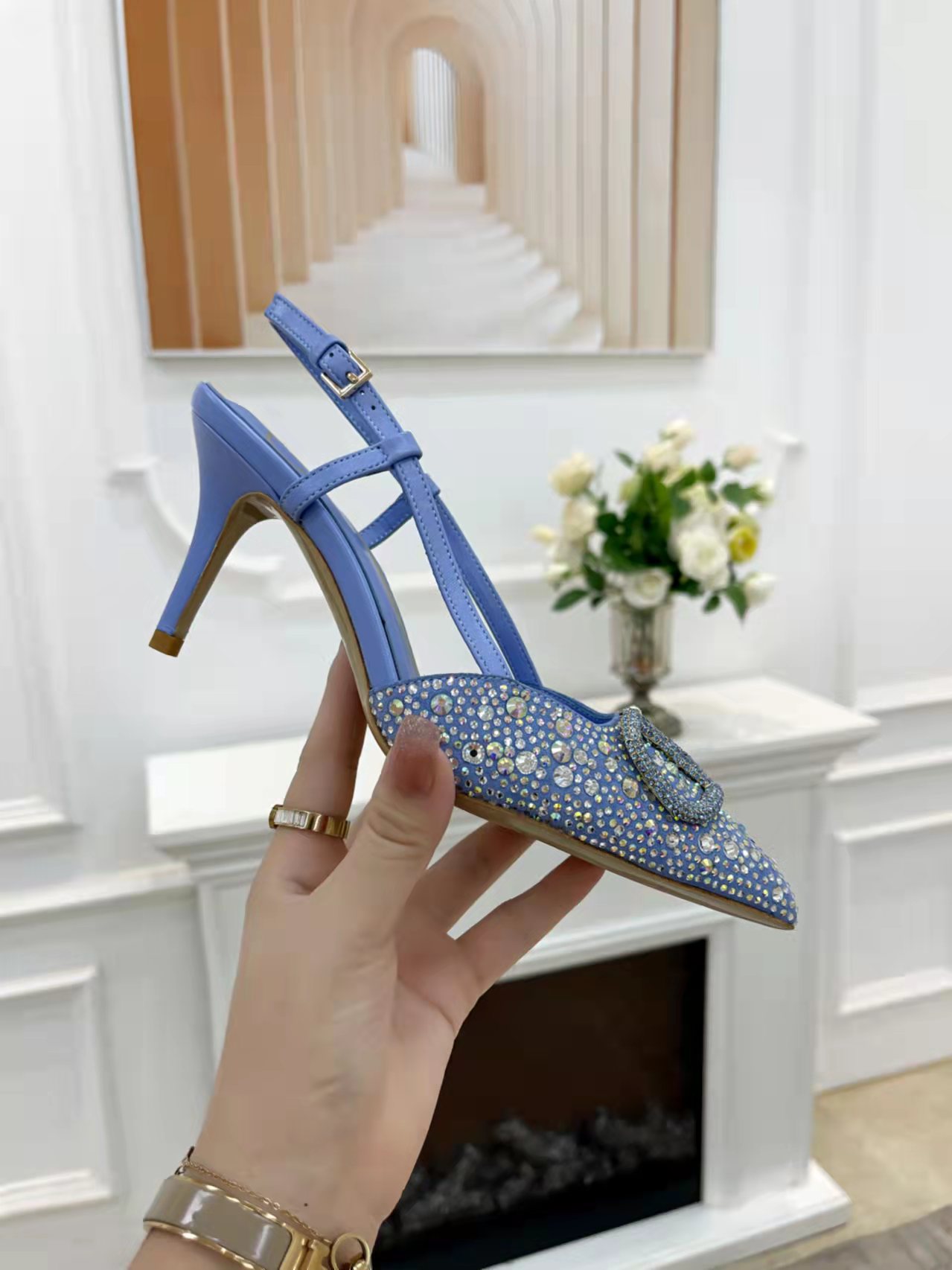 VALENTINO VLOGO SIGNATURE SLINGBACK PUMP BLUE ZW2S0R01MZF0NO