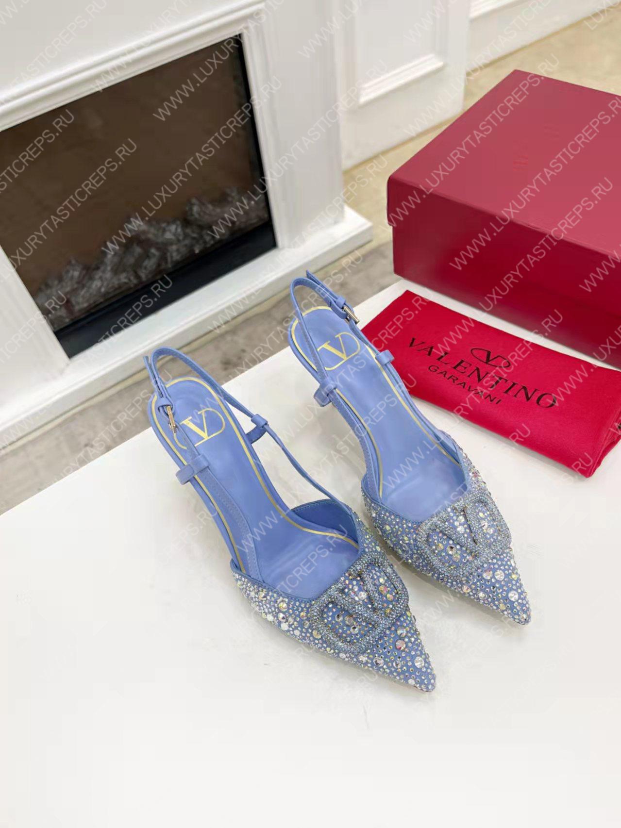 VALENTINO VLOGO SIGNATURE SLINGBACK PUMP BLUE ZW2S0R01MZF0NO