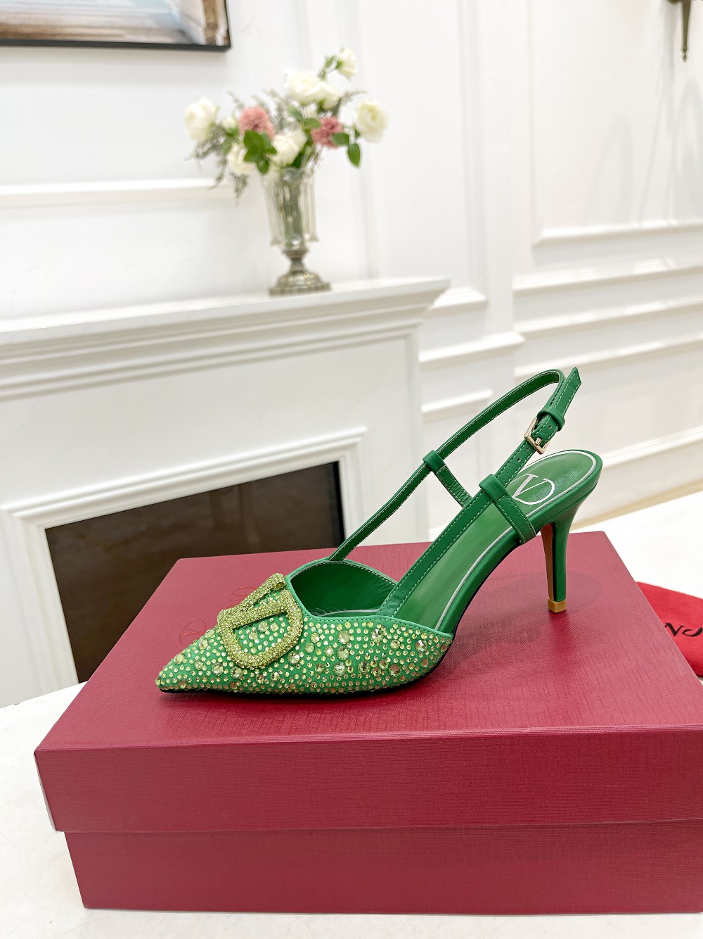 VALENTINO VLOGO SIGNATURE SLINGBACK PUMP GREEN ZW2S0R01MZF0NO