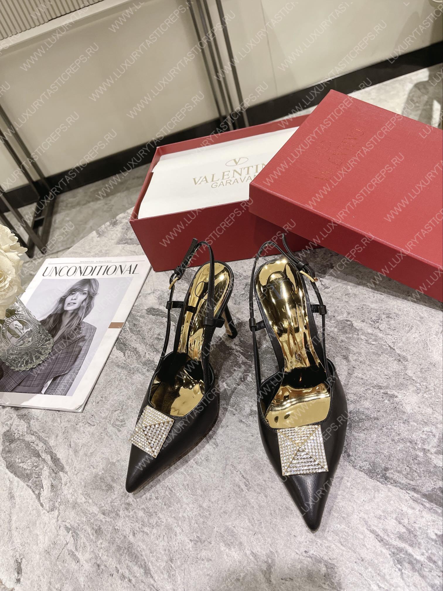 VALENTINO ONE STUD PUMP WITH CRYSTALS BLACK WS0R01TMK
