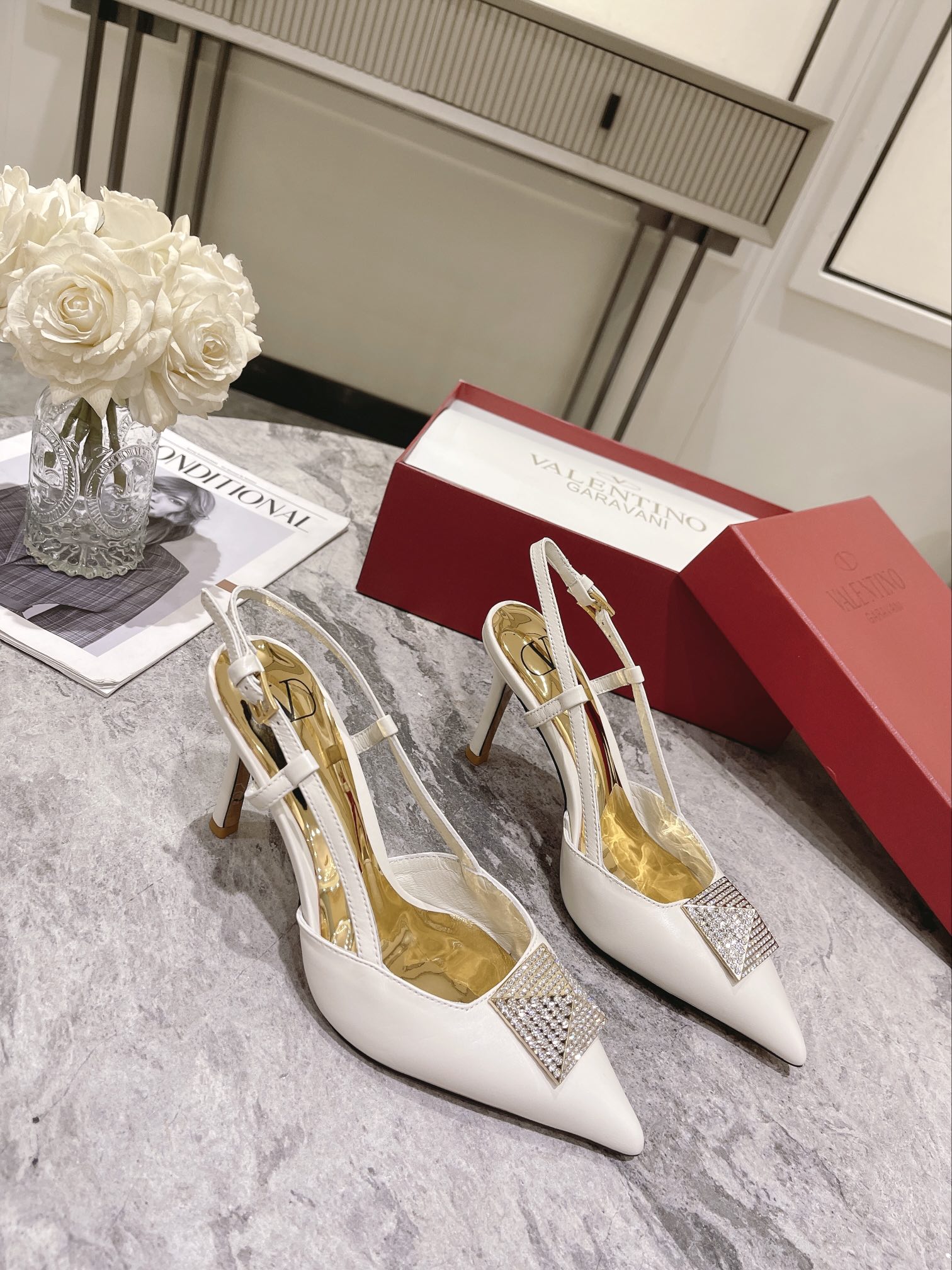 VALENTINO SLINGBACK WHITE WS0R01TMK