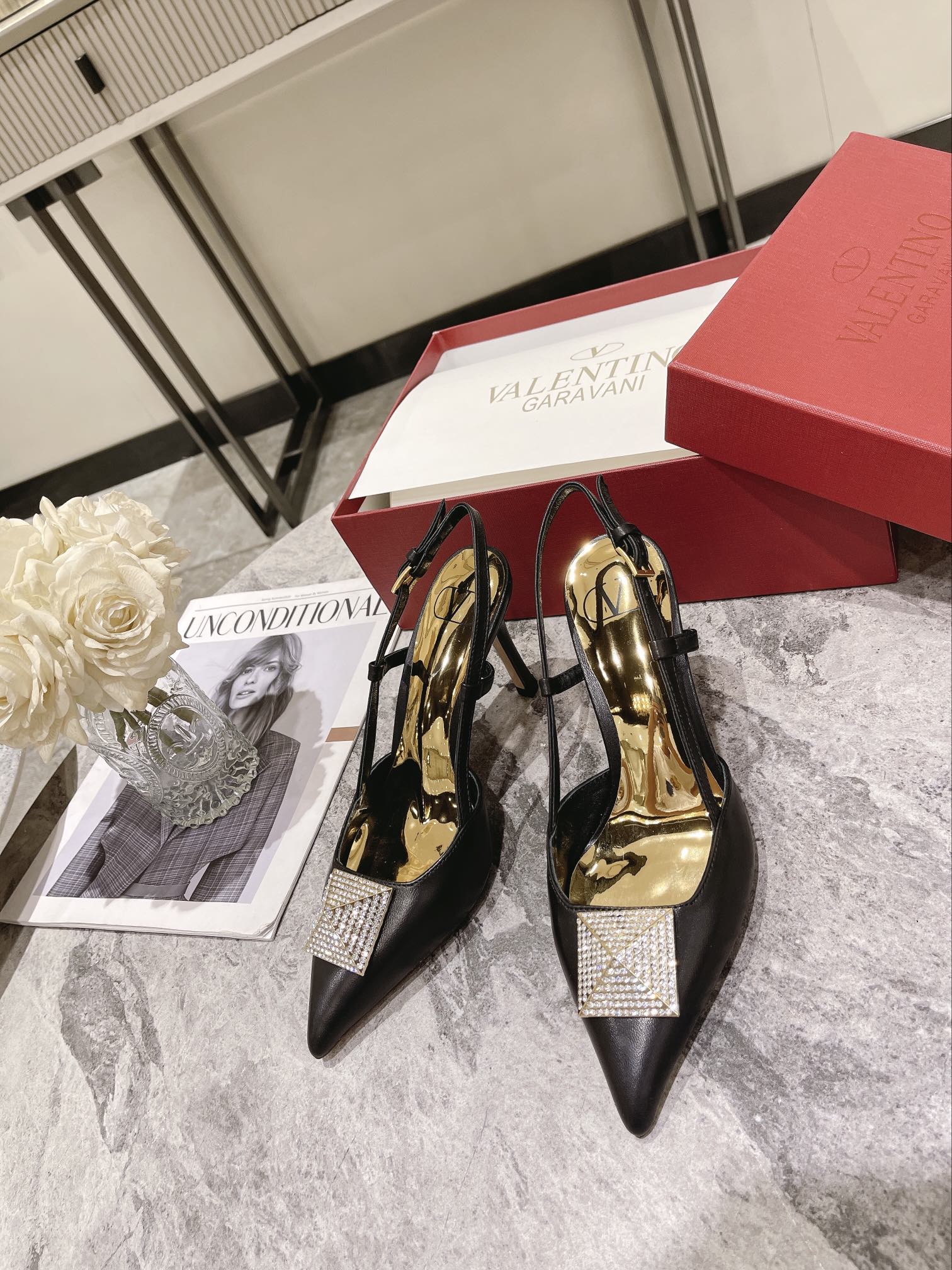 VALENTINO SLINGBACK BLACK WS0R01TMK