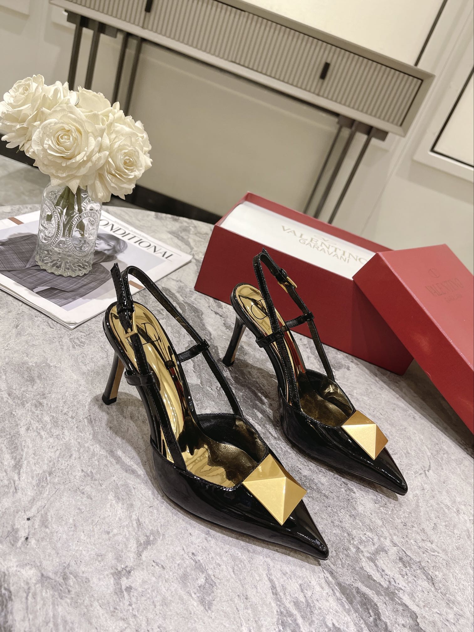 VALENTINO SLINGBACK BLACK WS0R01TMK
