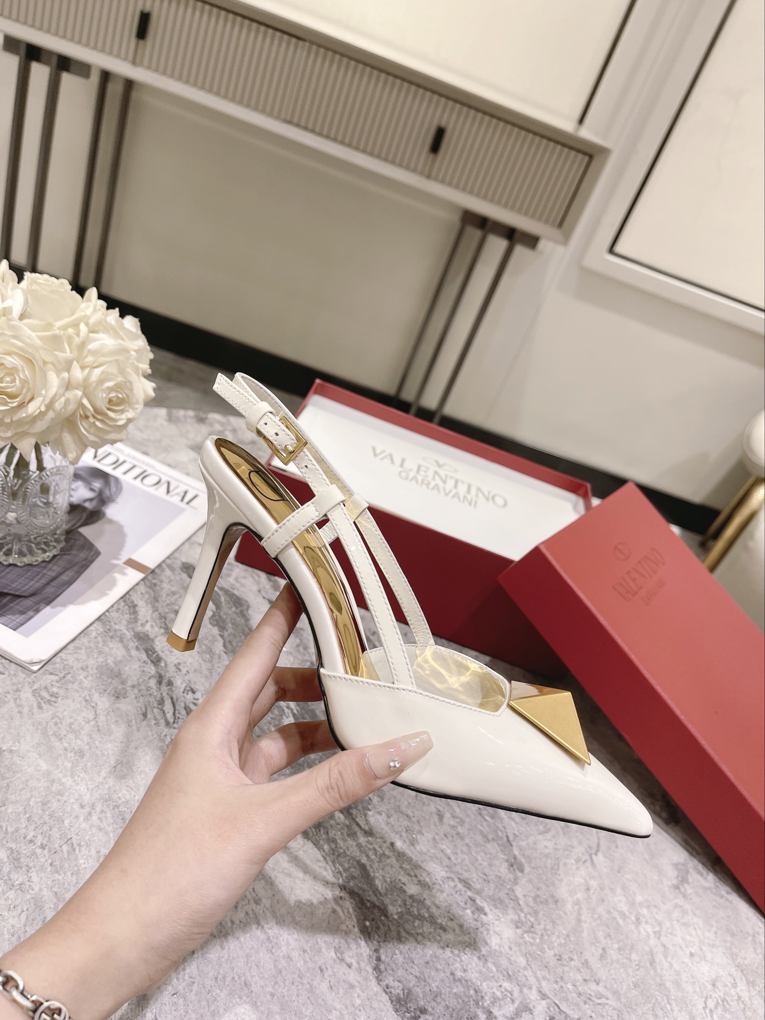 VALENTINO SLINGBACK WHITE WS0R01TMK