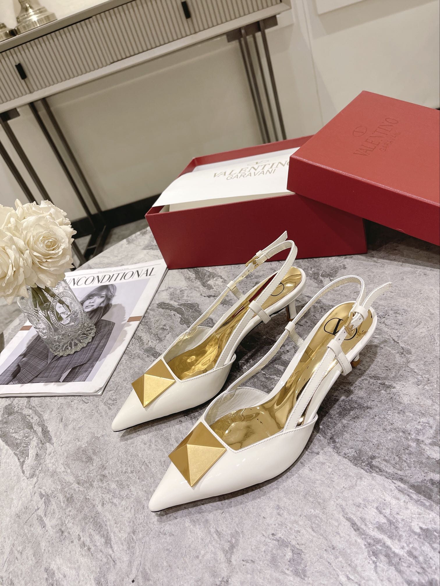 VALENTINO SLINGBACK WHITE WS0R01TMK