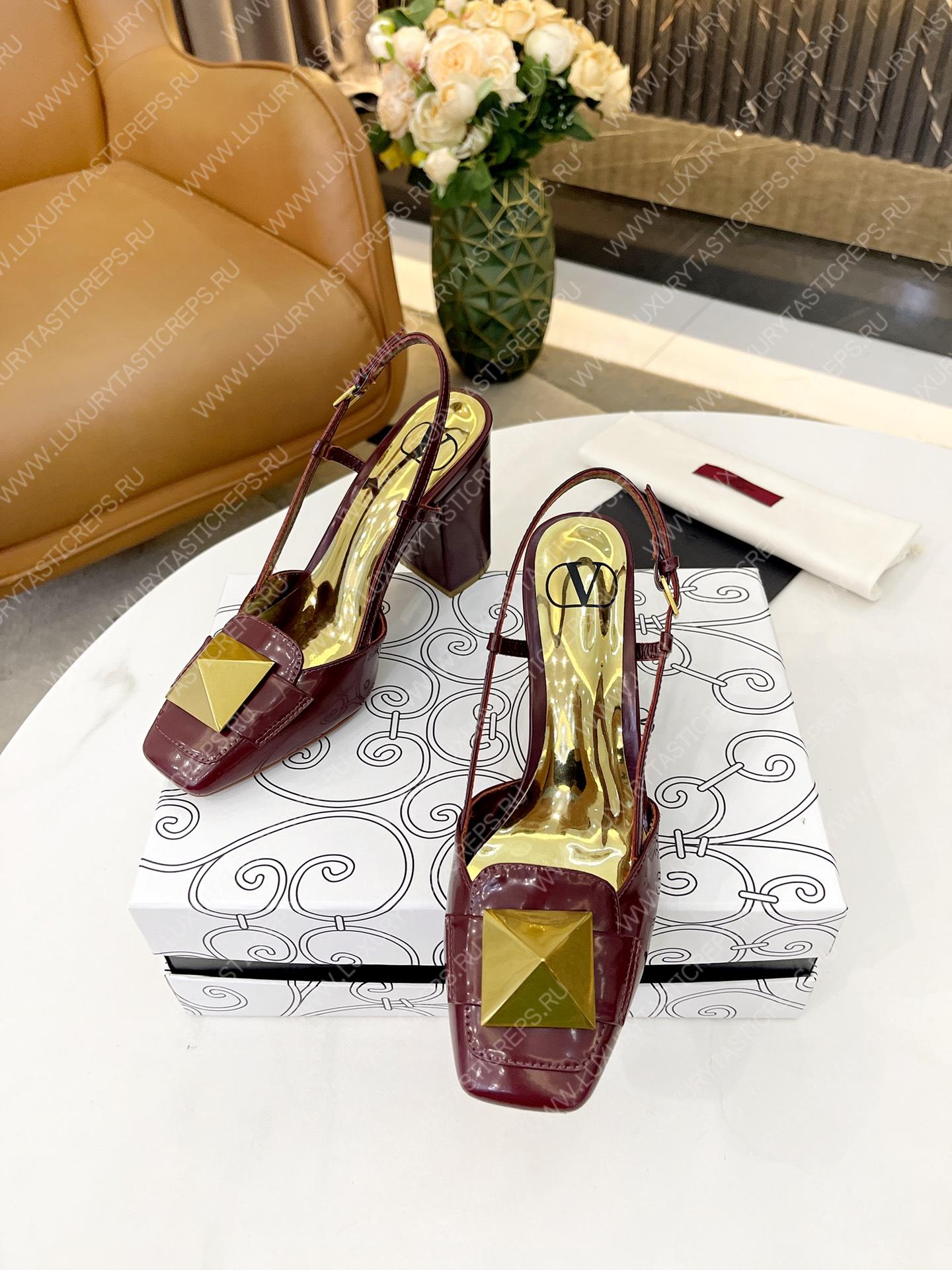 VALENTINO ONE STUD LEATHER SLINGBACK BURGUNDI 1W2S0ER2LAFGF9