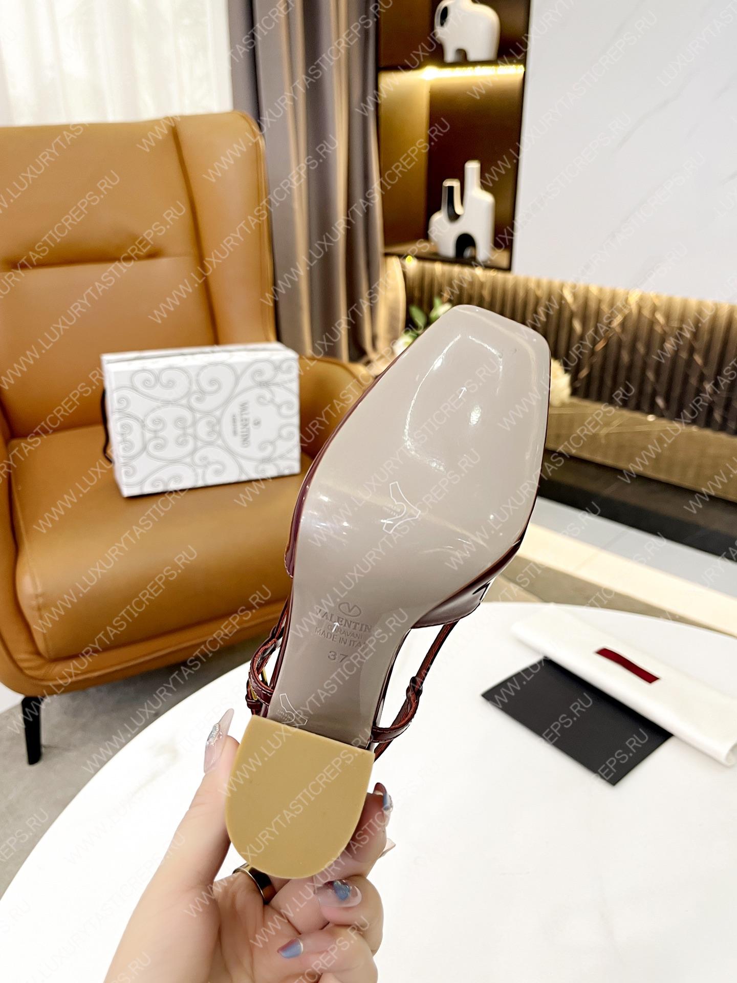 VALENTINO ONE STUD LEATHER SLINGBACK BURGUNDI 1W2S0ER2LAFGF9