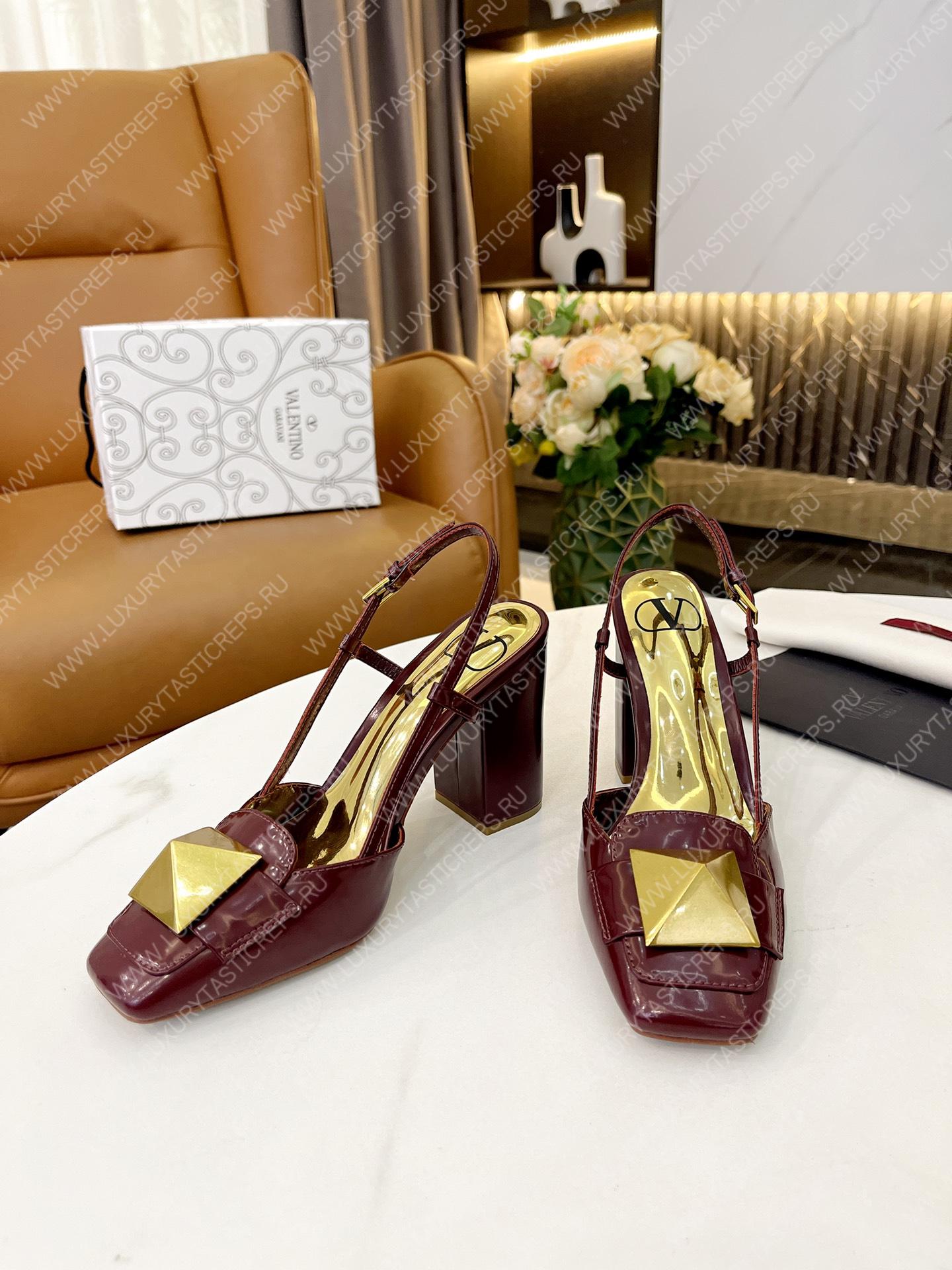 VALENTINO ONE STUD LEATHER SLINGBACK BURGUNDI 1W2S0ER2LAFGF9