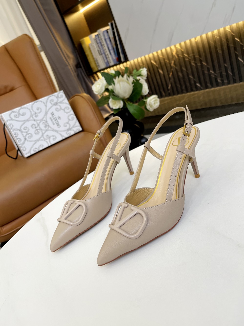 VALENTINO VLOGO SIGNATURE SLINGBACK PUMP POUDRE 2W2S0R01TMK